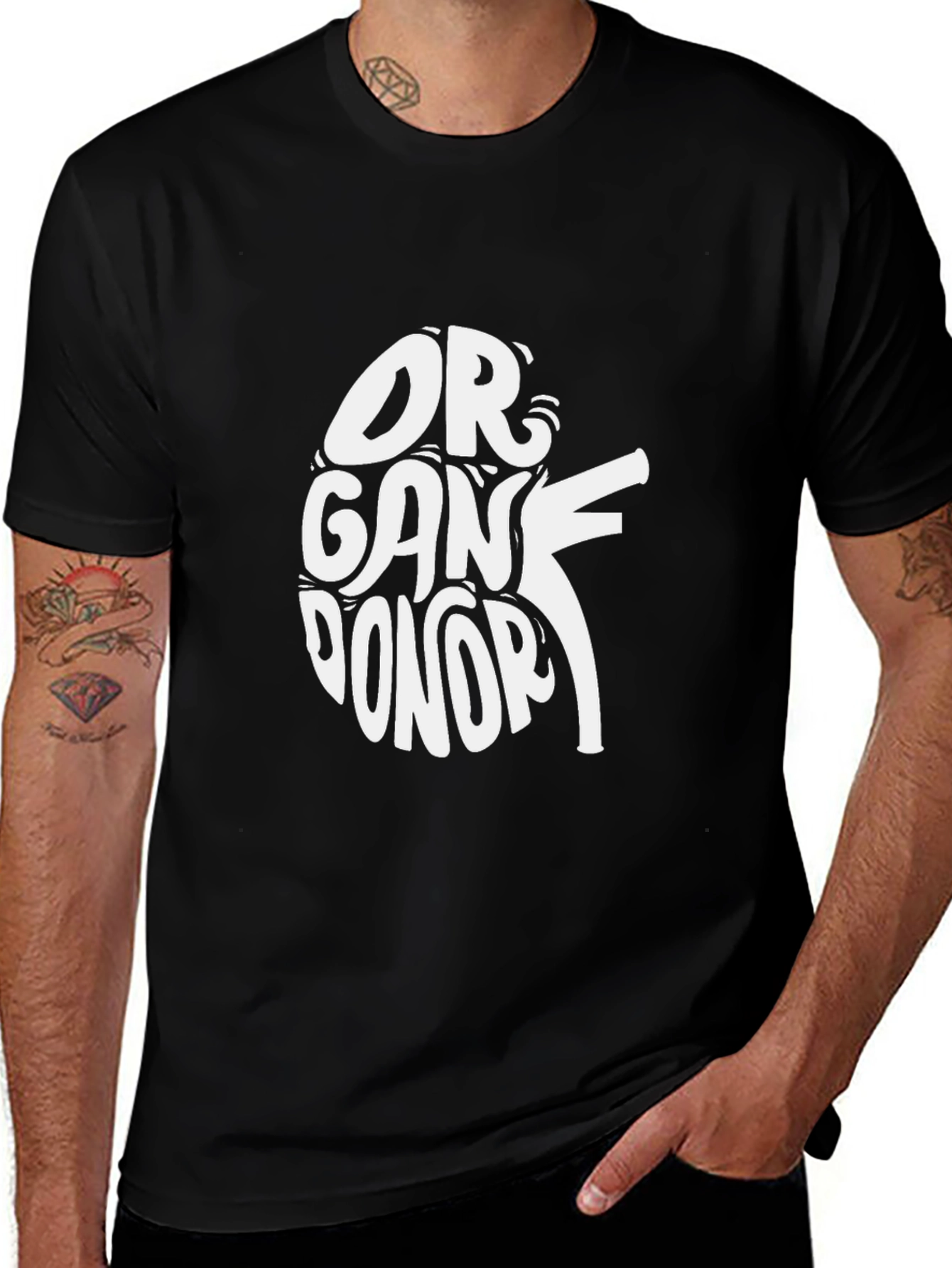 Variant 14 of Organ Donor Graphic Tee - Black Cotton T-Shirt