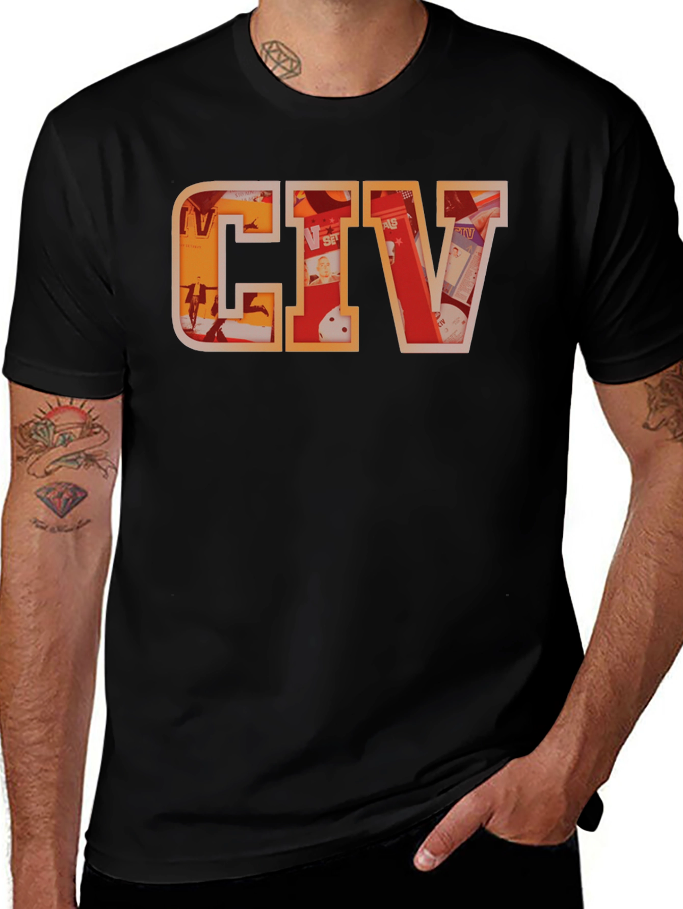 Variant 21 of CIV Graphic T-Shirt - Black Crew Neck Tee
