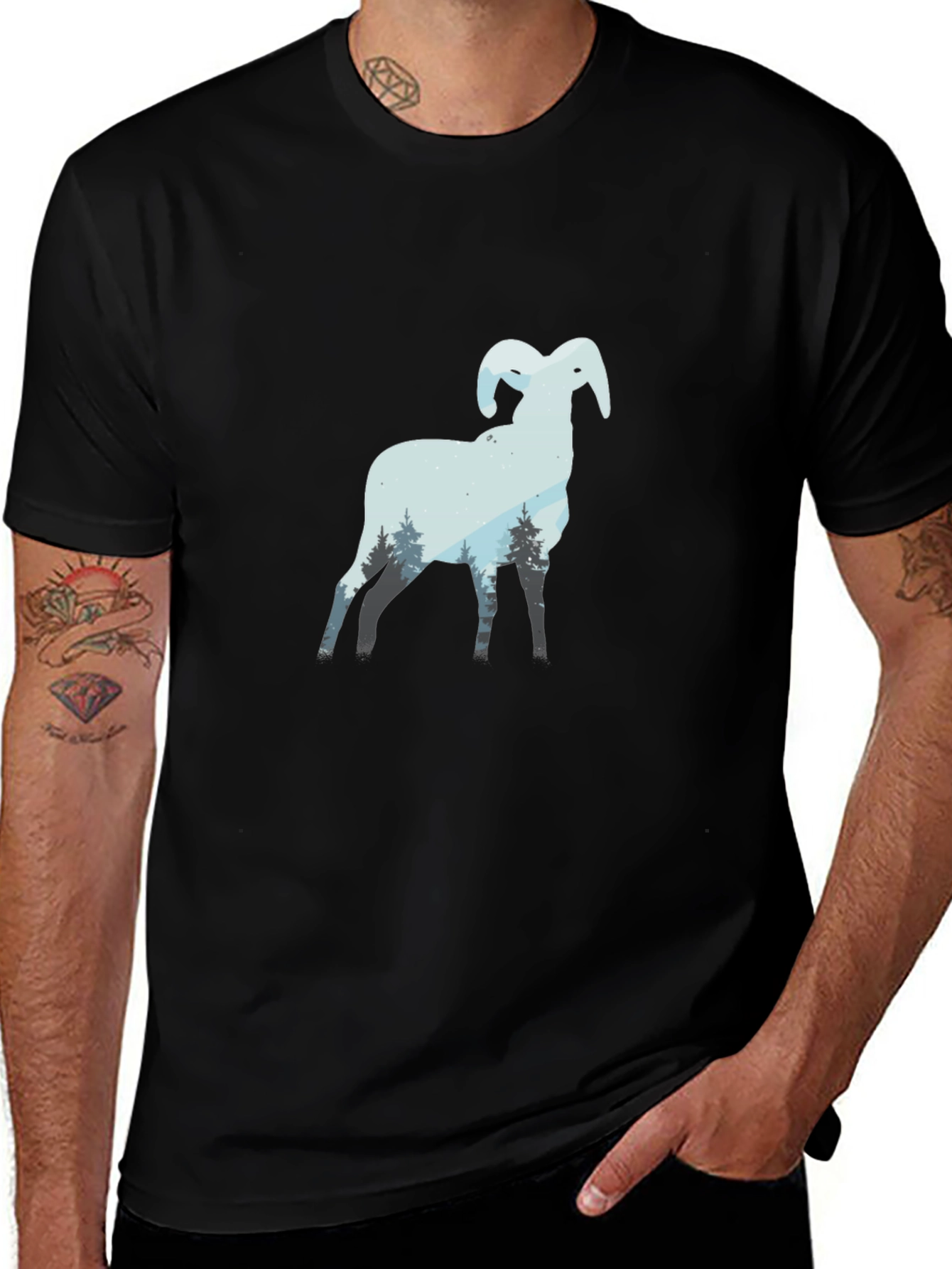Variant 23 of Ram Mountain Scene Black T-Shirt