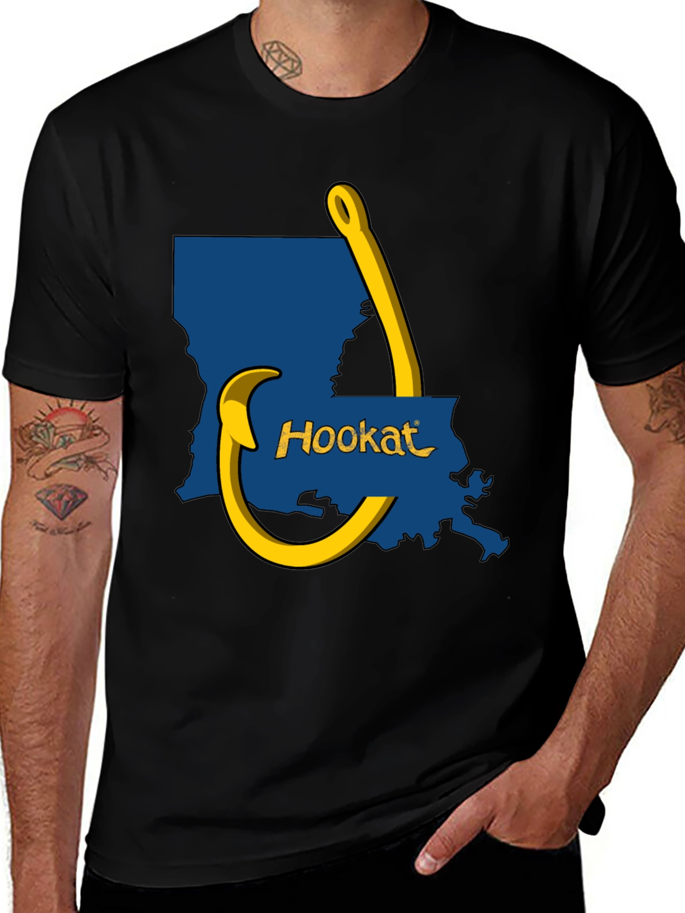 Hookat Louisiana Graphic Tee - Black Cotton T-Shirt