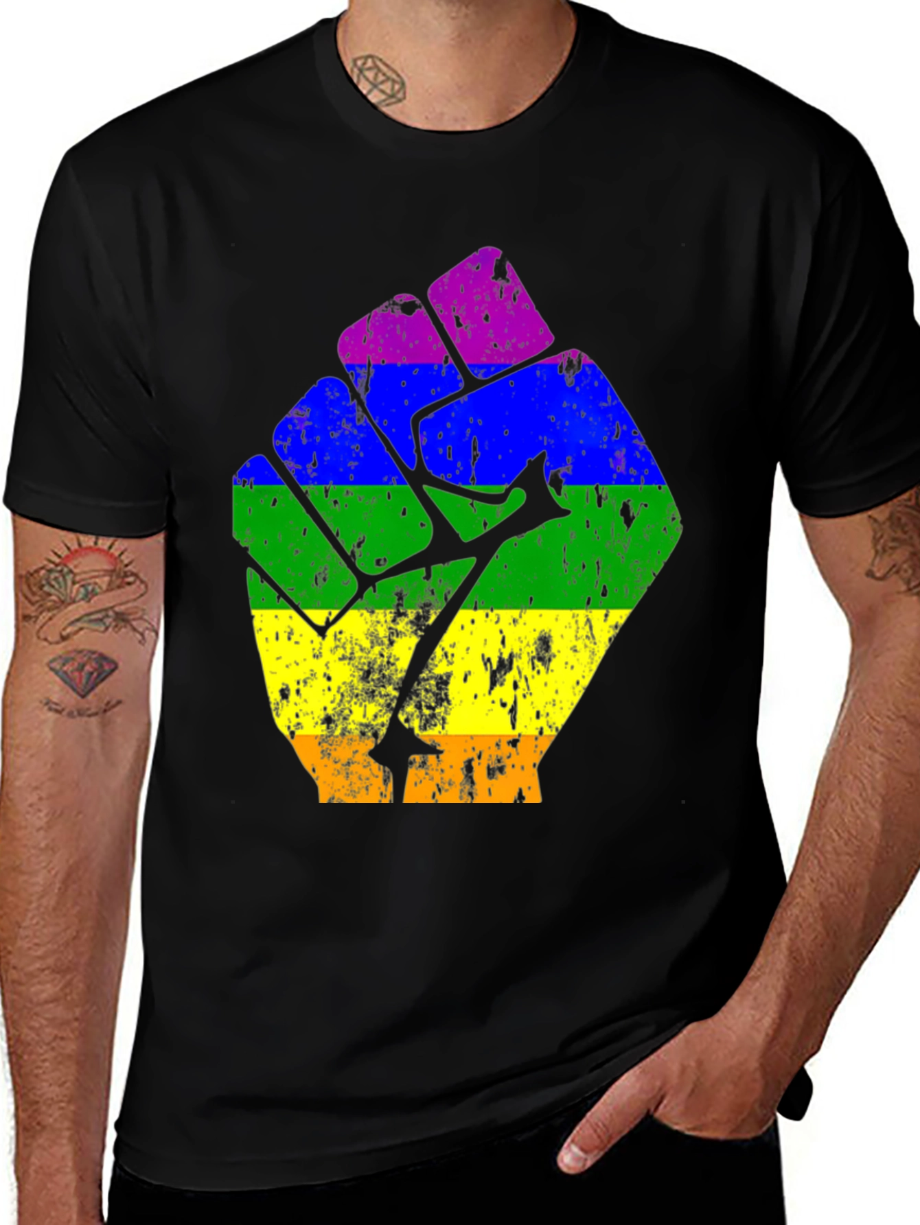 Variant 26 of Rainbow Fist Graphic Tee - Pride T-Shirt