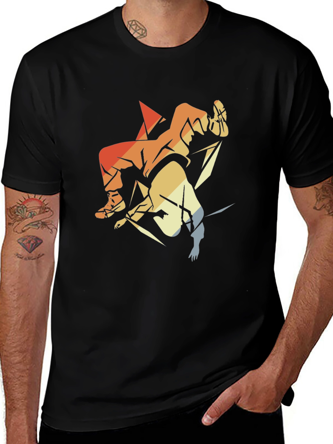 Variant 13 of Retro Judo Throw Black T-Shirt