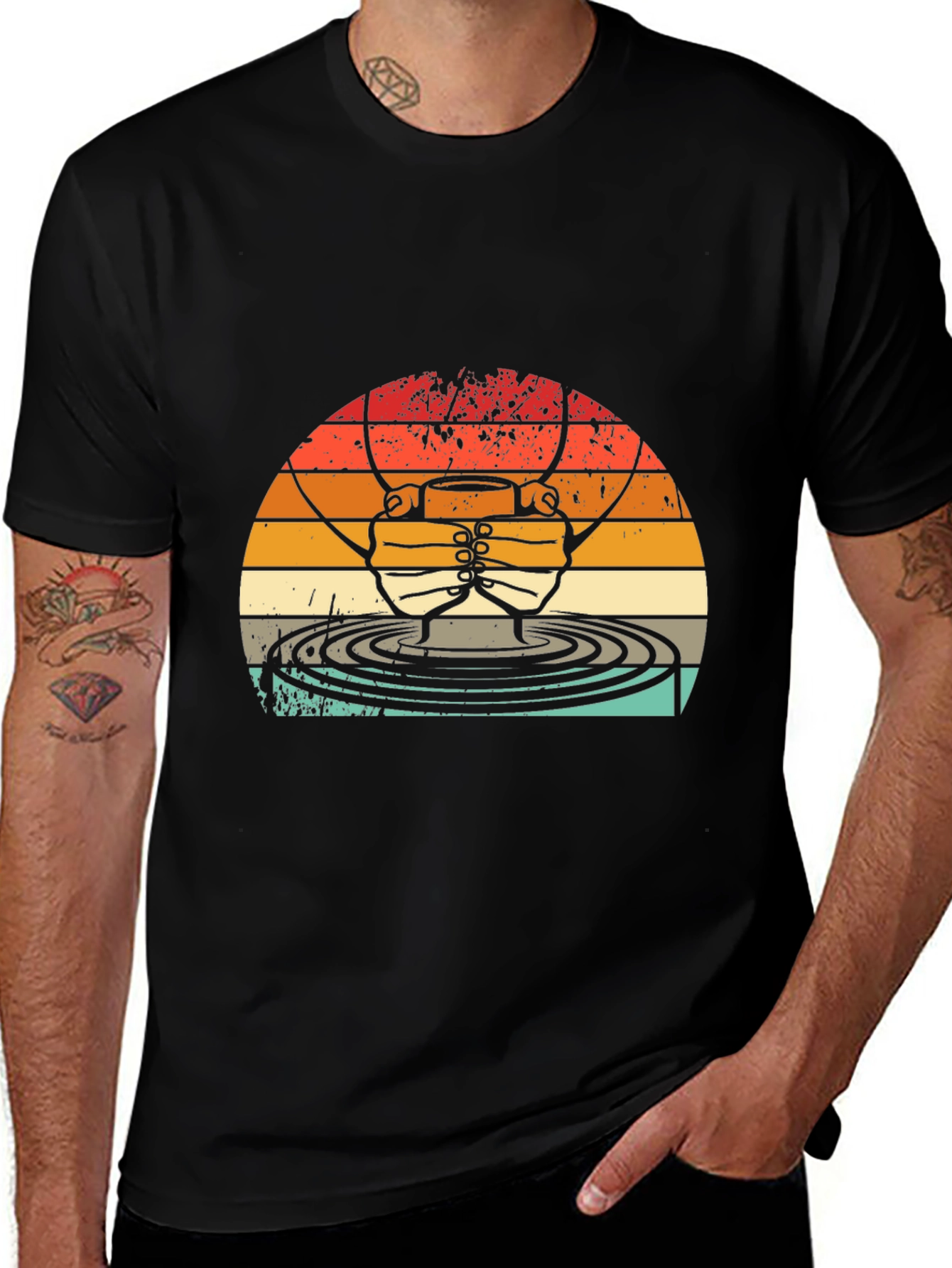 Variant 14 of Retro Fisherman T-Shirt - Sunset Casting Design