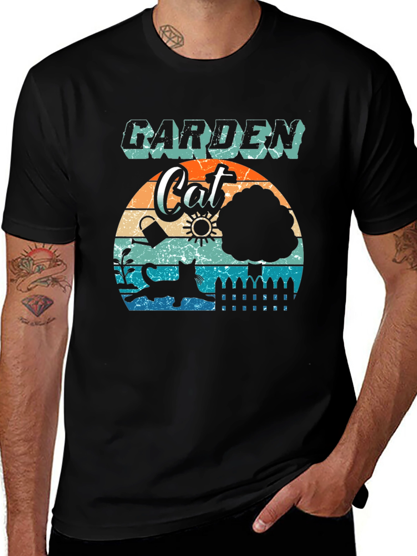 Variant 14 of Garden Cat T-Shirt: Retro Style