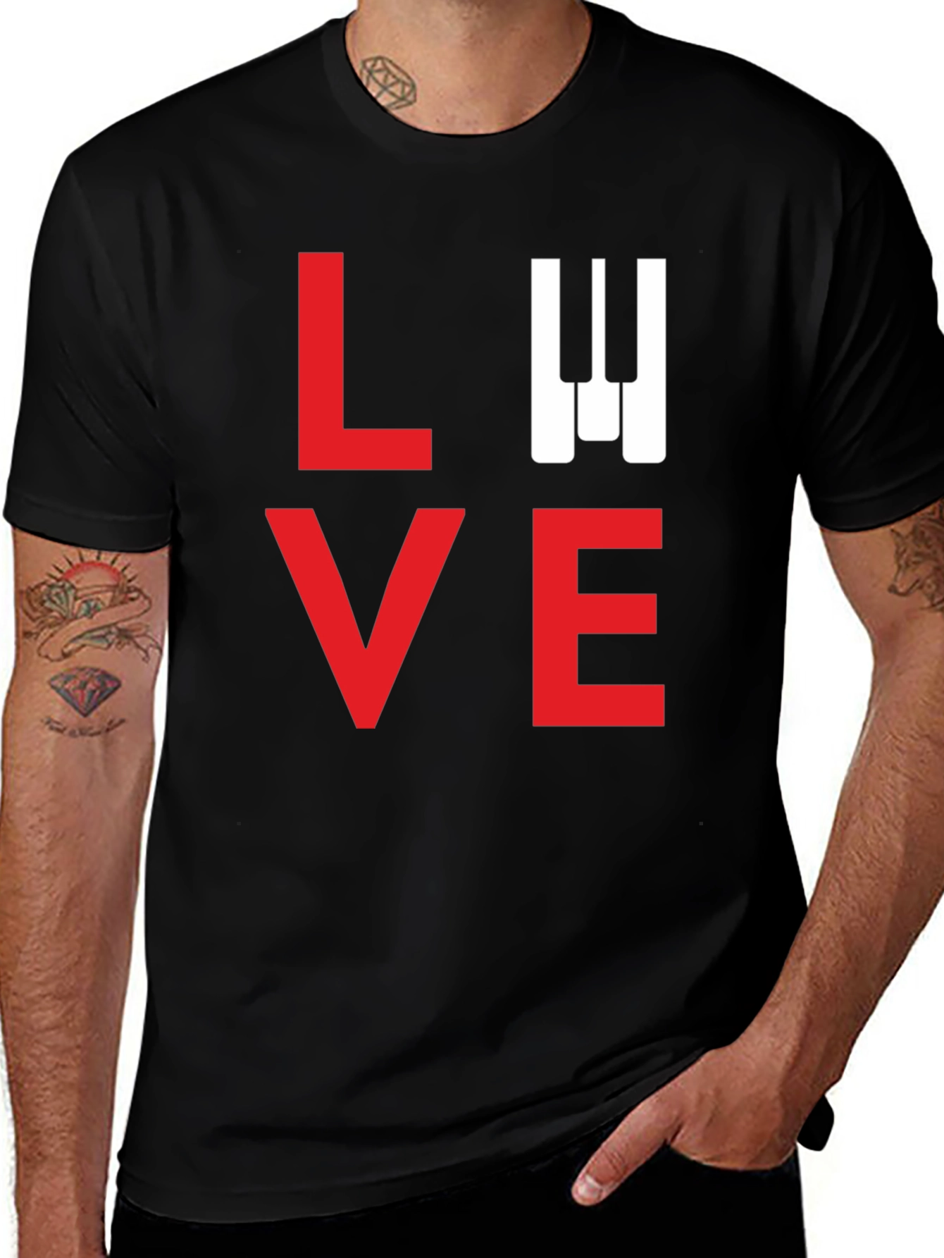 LOVE Piano Keys Black T-Shirt