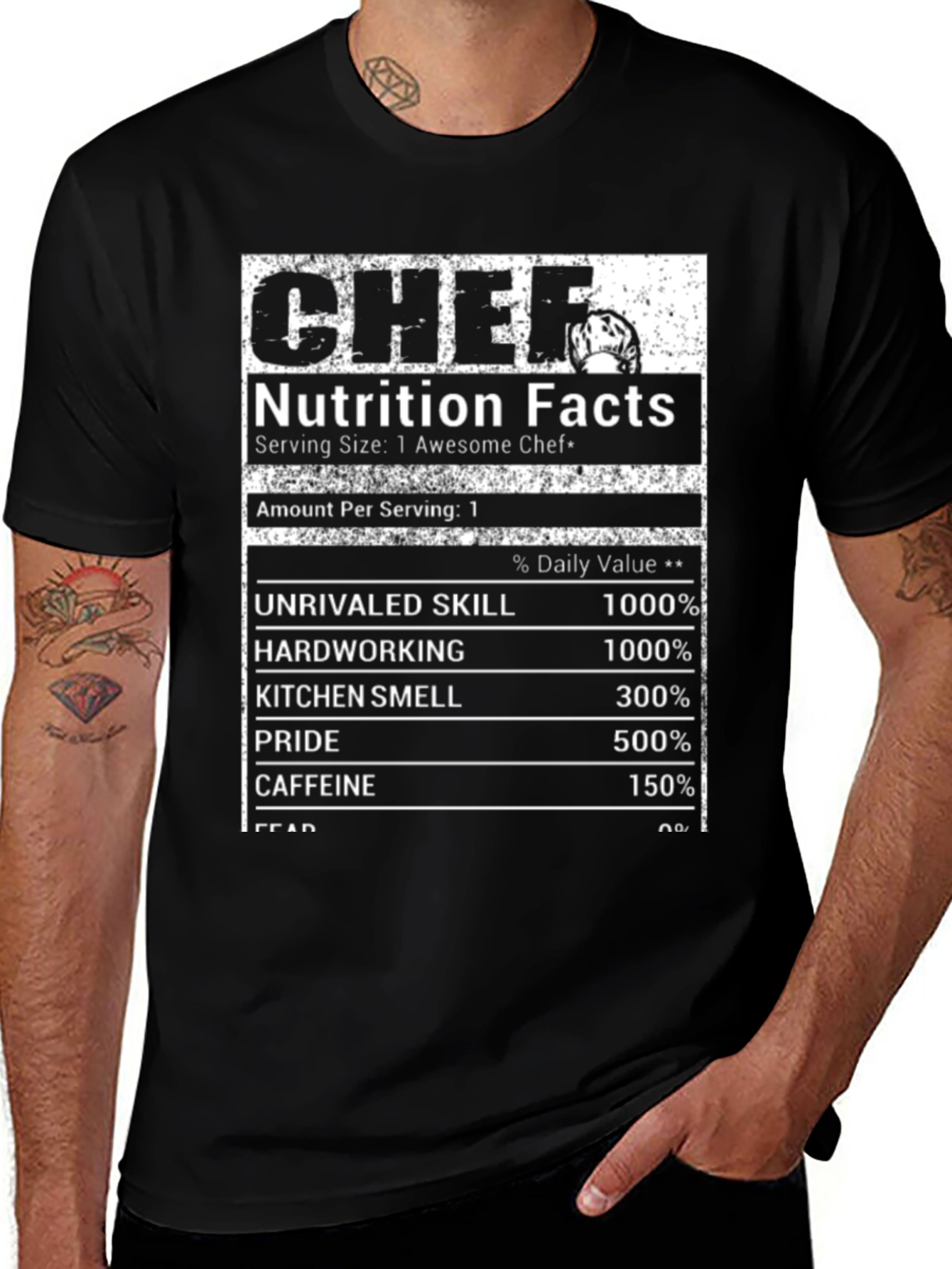 Variant 17 of Chef Nutrition Facts Black T-Shirt