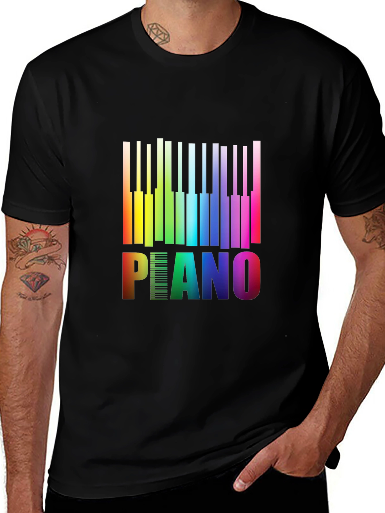 Variant 2 of Rainbow Piano Keys T-Shirt - Music Lover Tee