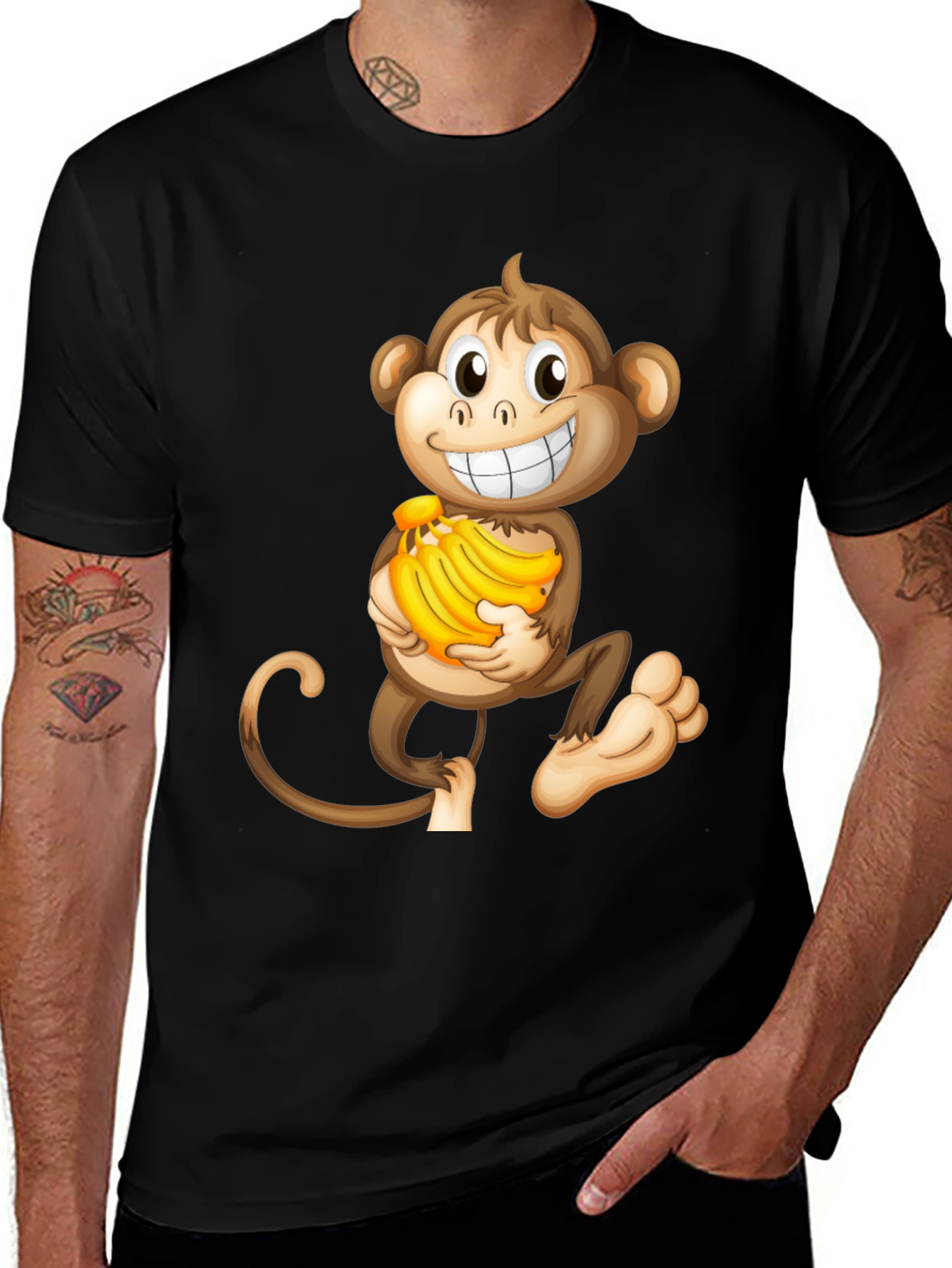 Variant 27 of Monkey Holding Bananas Graphic Tee