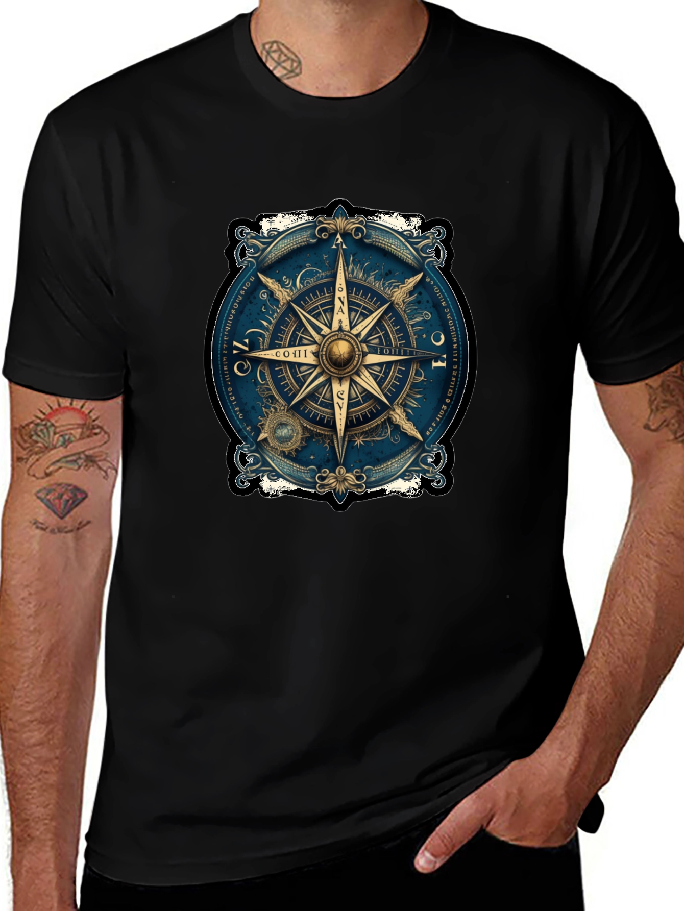 Variant 11 of Vintage Compass Graphic Tee - Travel Inspired Design
