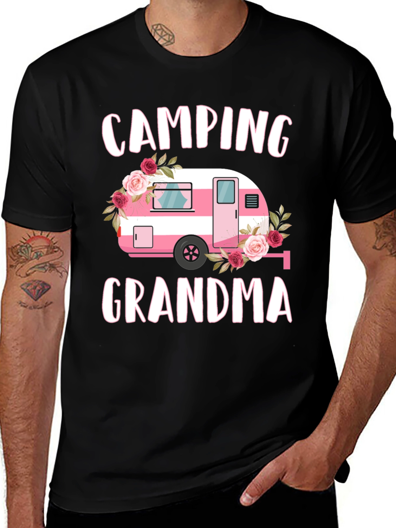 Variant 29 of Camping Grandma Floral RV Graphic Tee