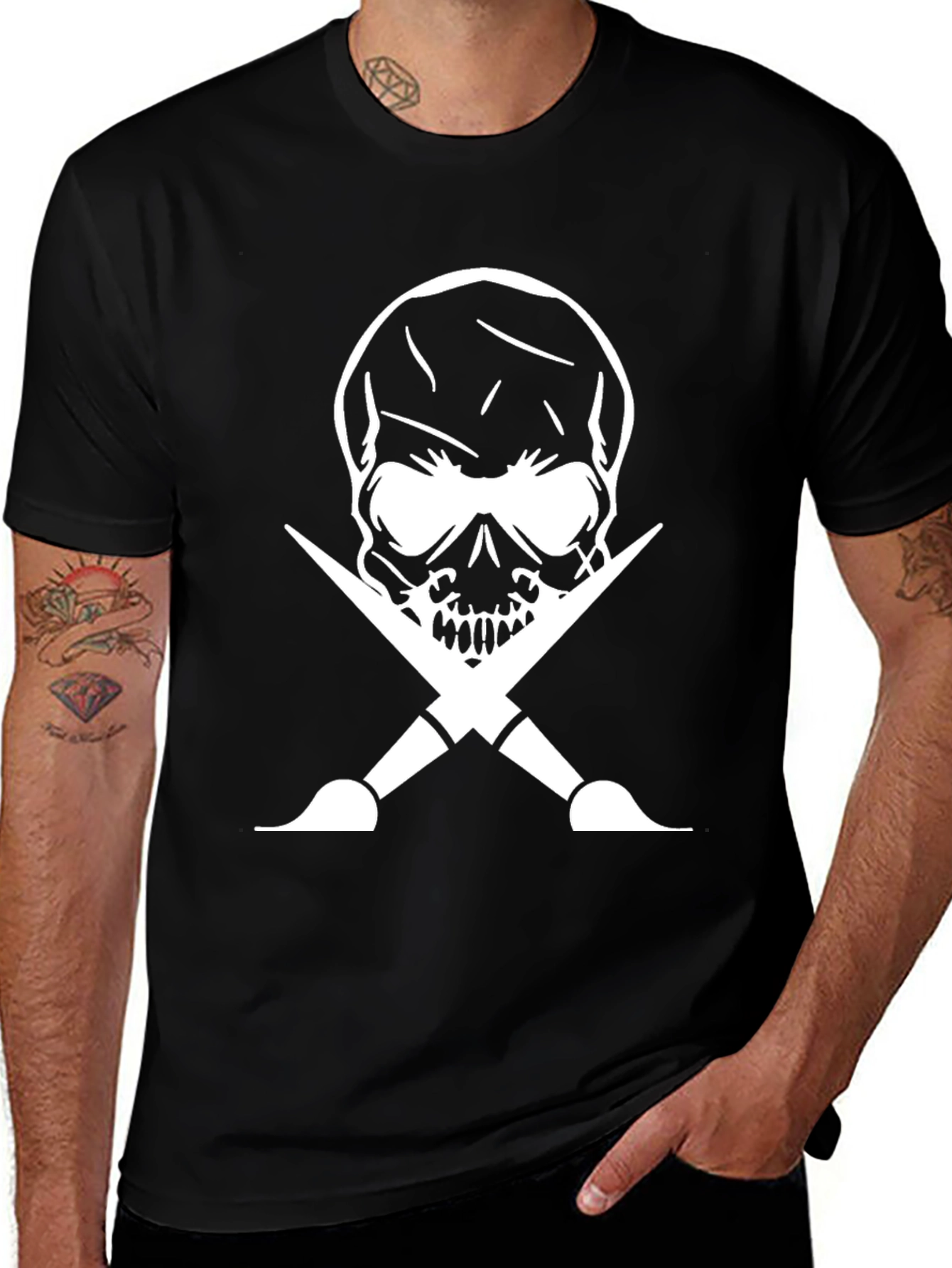 Variant 28 of Skull & Brushes Graphic Tee - Black