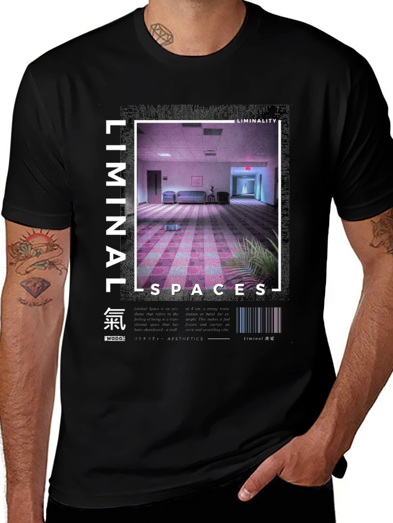 Liminal Spaces Graphic Tee - Black Cotton Shirt
