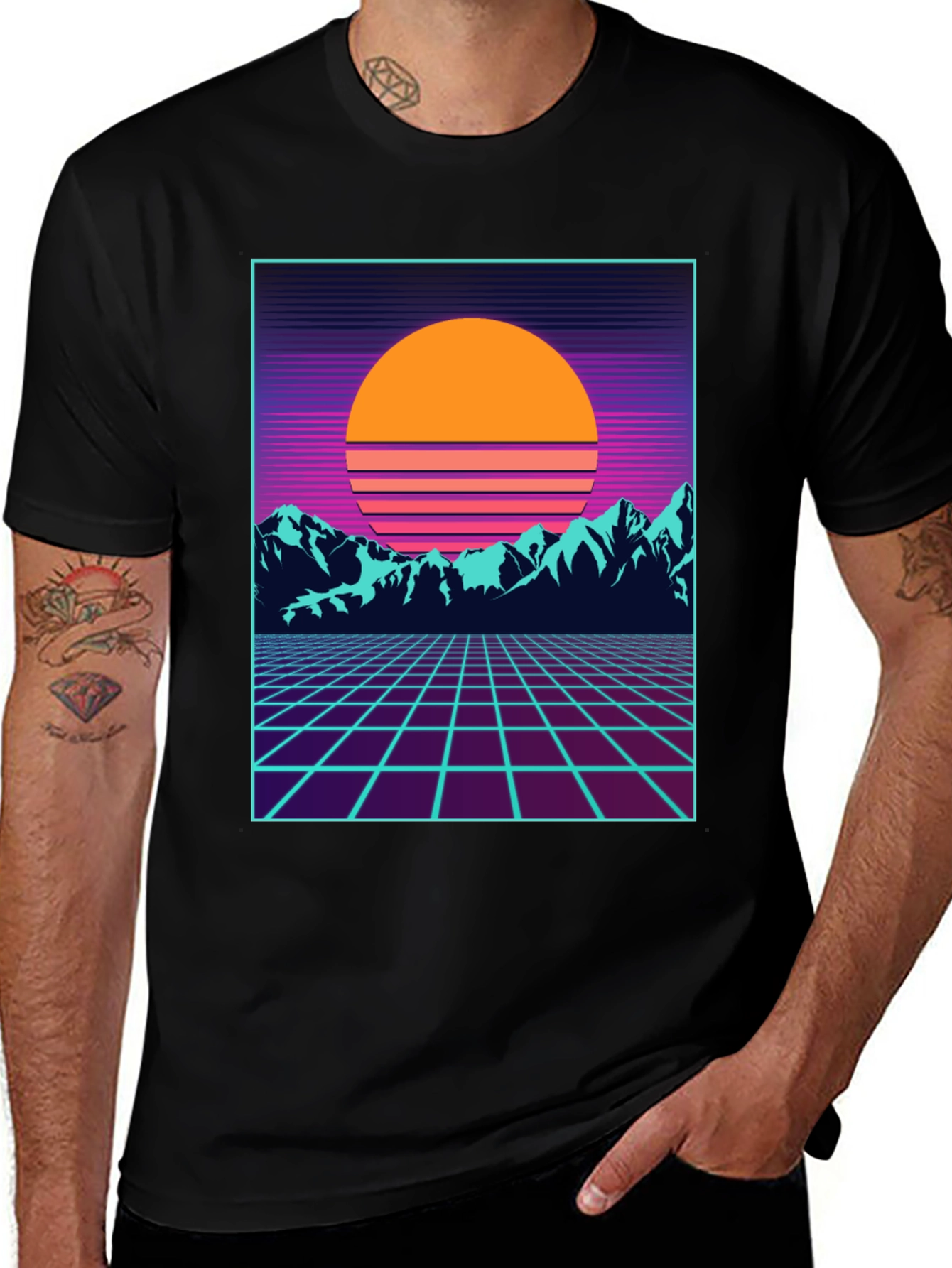 Variant 27 of Retro Sunset Grid T-Shirt