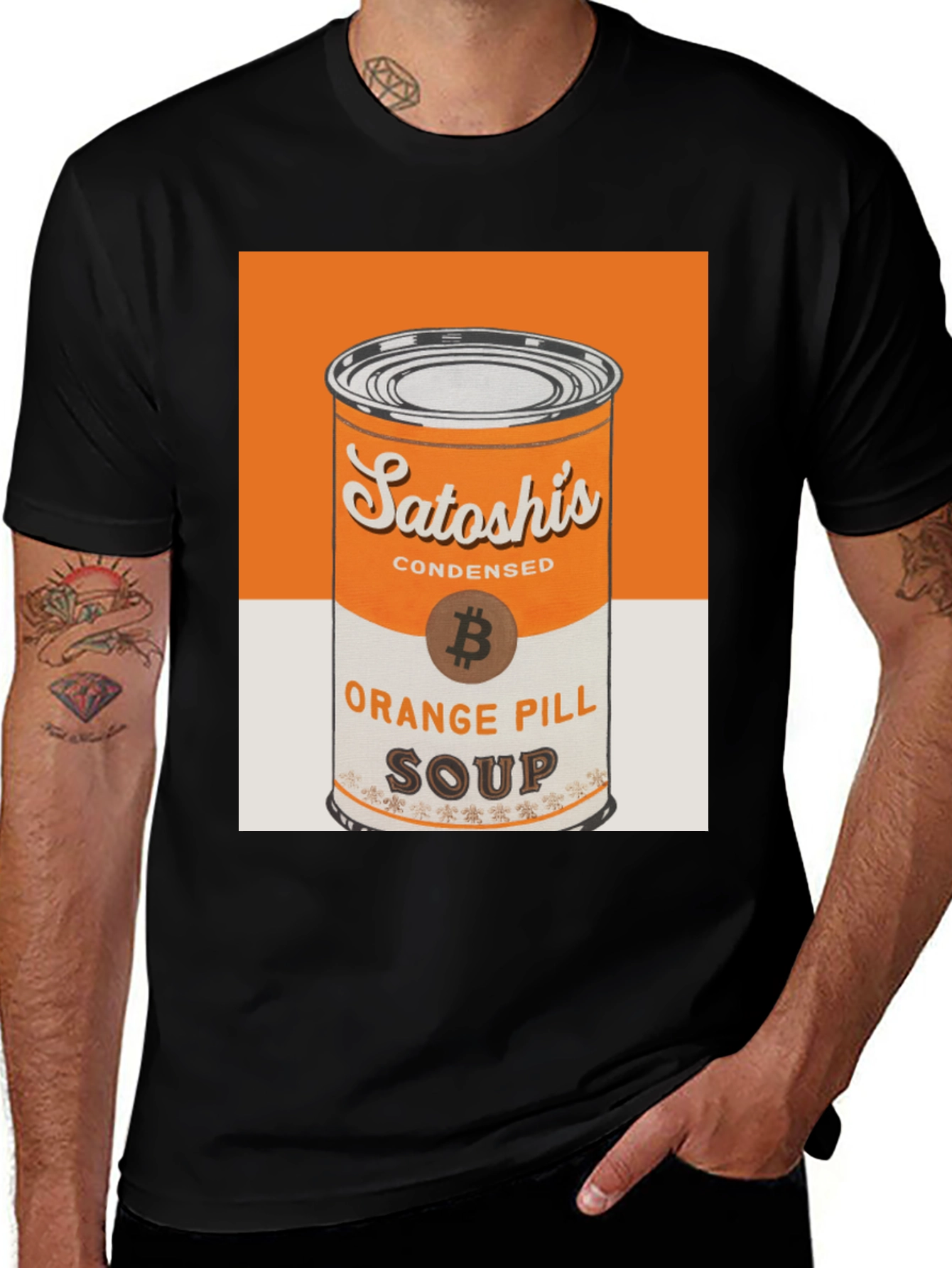 Variant 16 of Satoshi's Orange Pill Soup T-Shirt