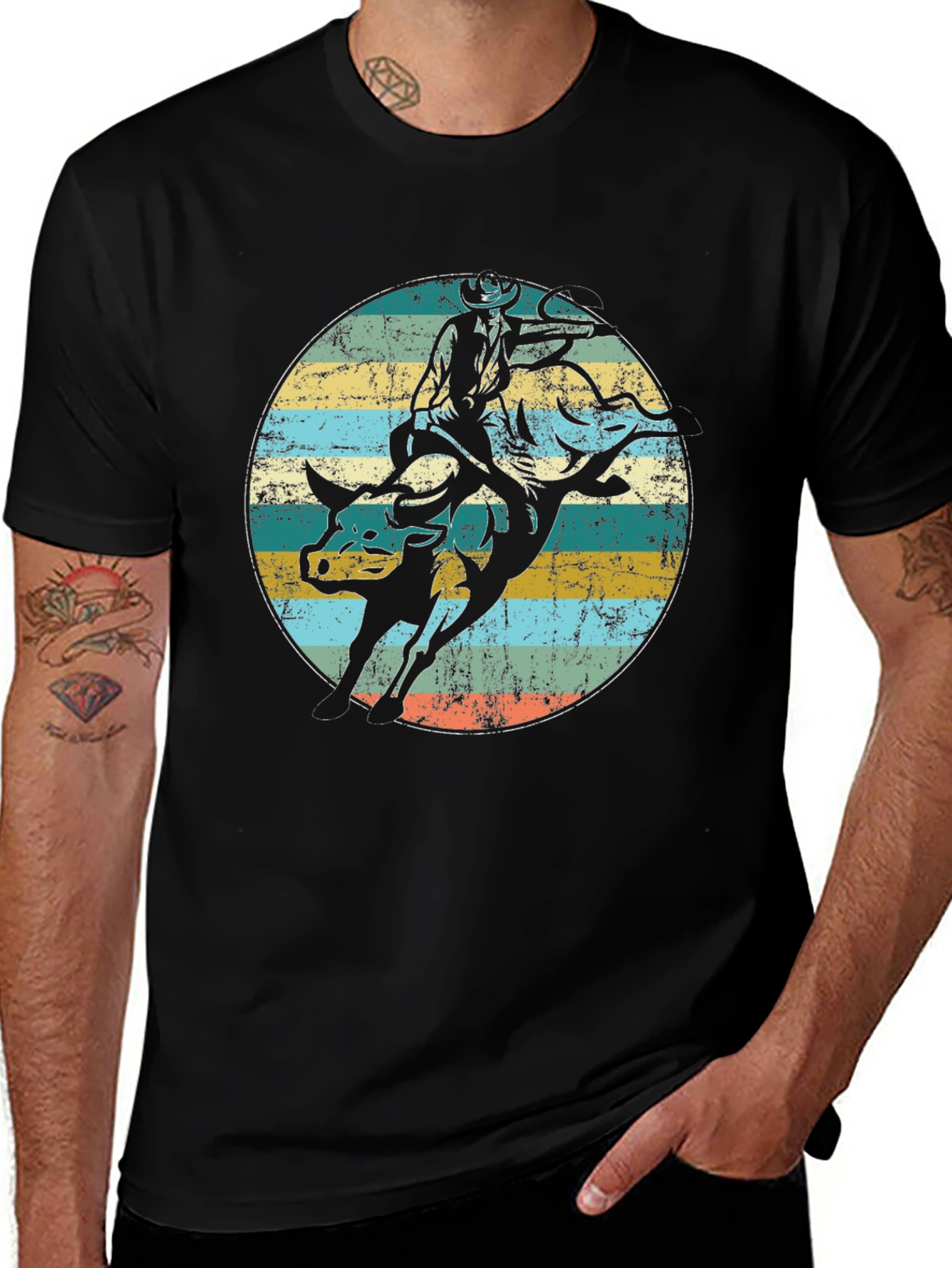Variant 11 of Vintage Rodeo Bull Riding T-Shirt