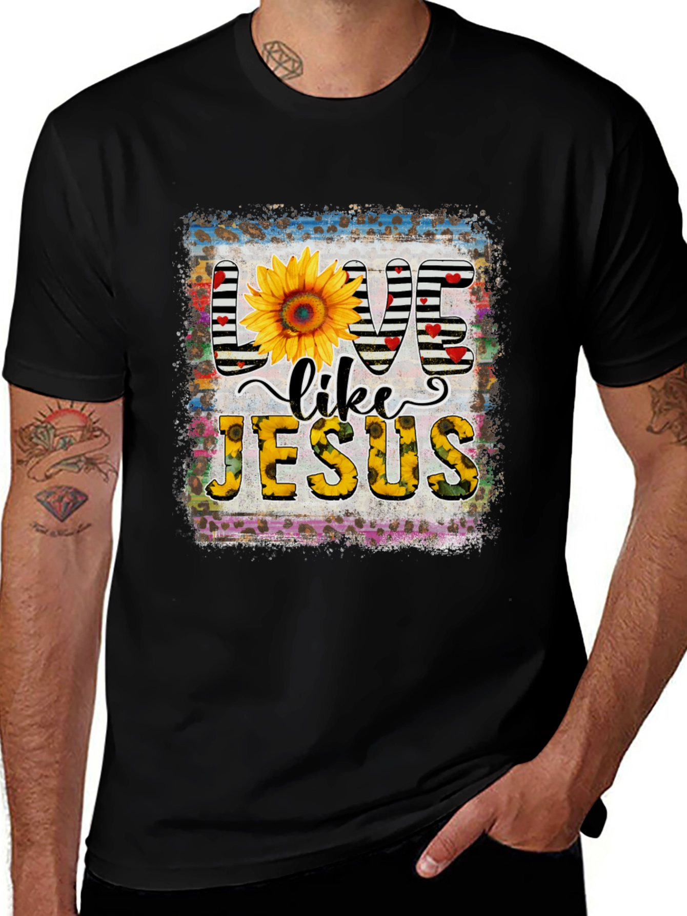 Variant 6 of Live Like Jesus Graphic Tee, Sunflower Print
