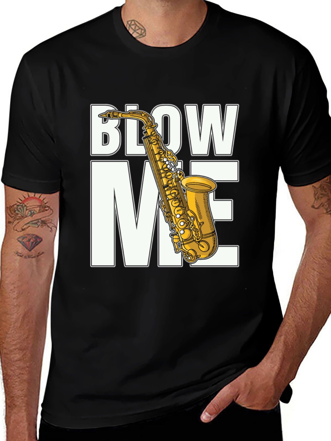 Variant 14 of Blow Me Saxophone Graphic Tee - Funny Music Lover Shirt