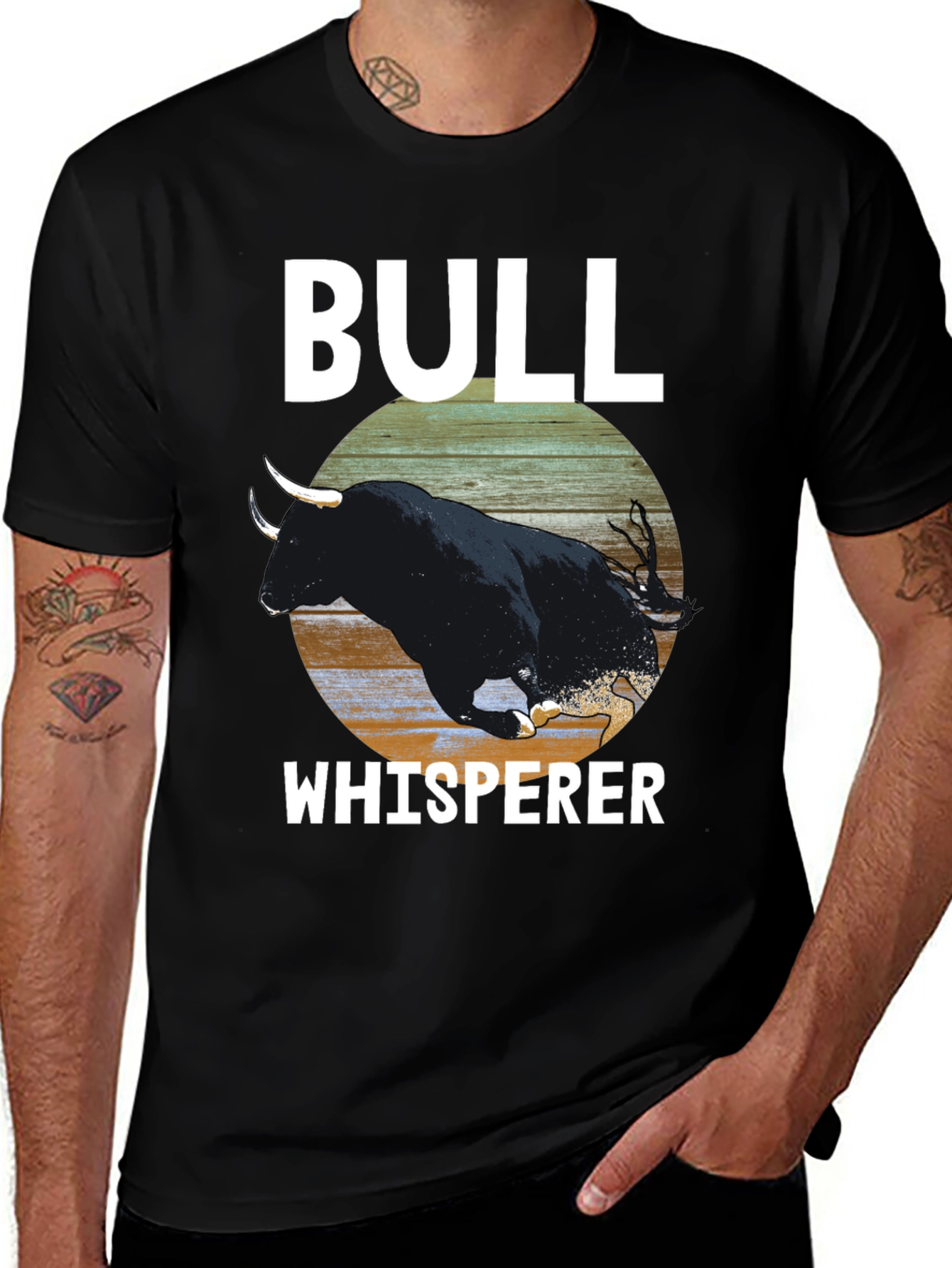 Variant 20 of Bull Whisperer Graphic Tee - Men's Black T-Shirt