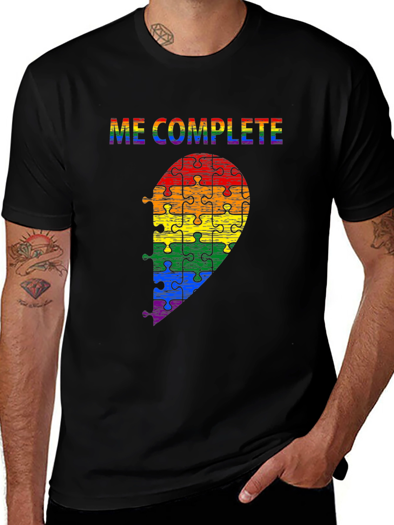 Me Complete LGBTQ Rainbow Puzzle Piece T-Shirt