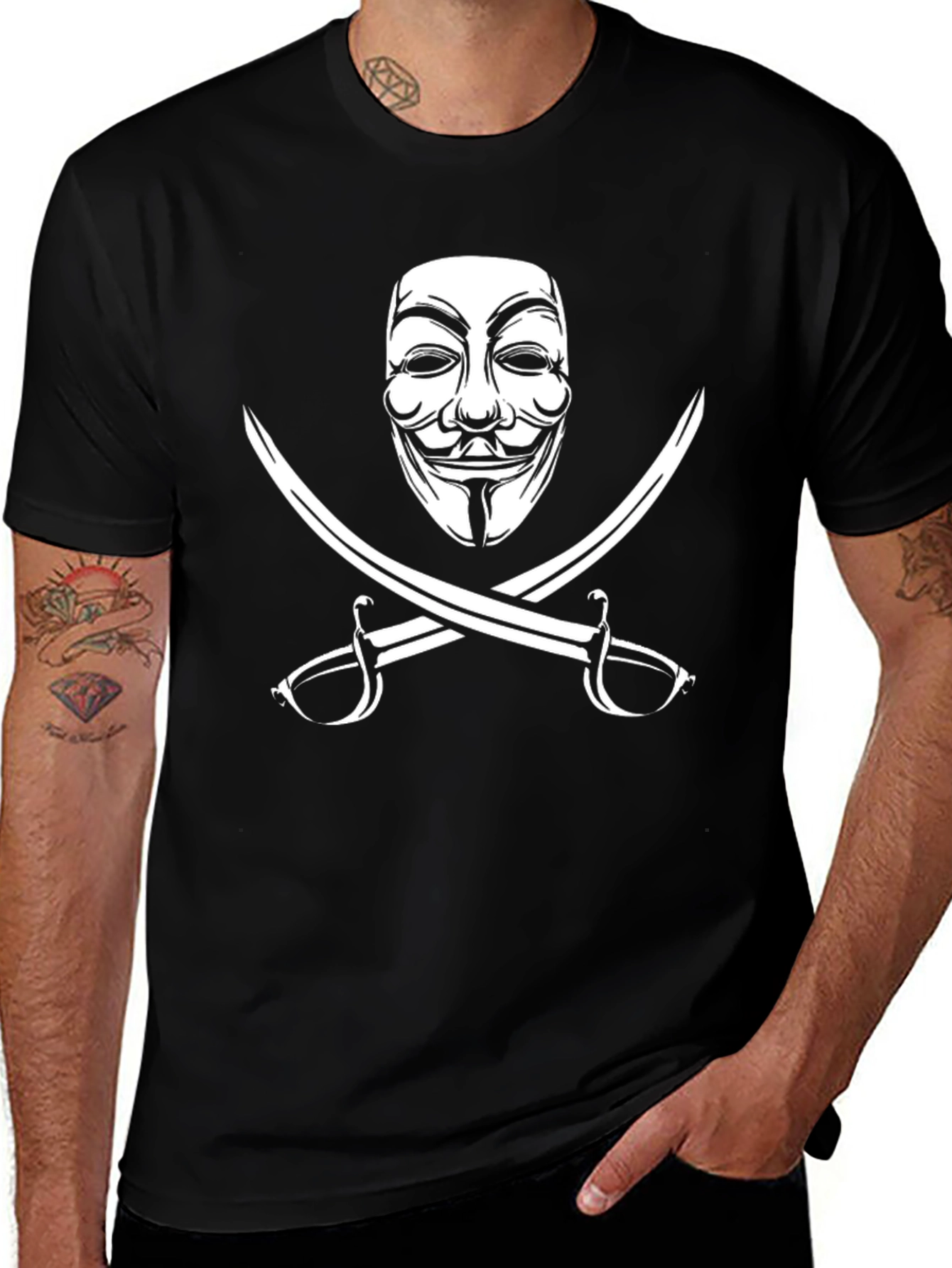 Variant 4 of Anonymous Mask & Swords Graphic T-Shirt