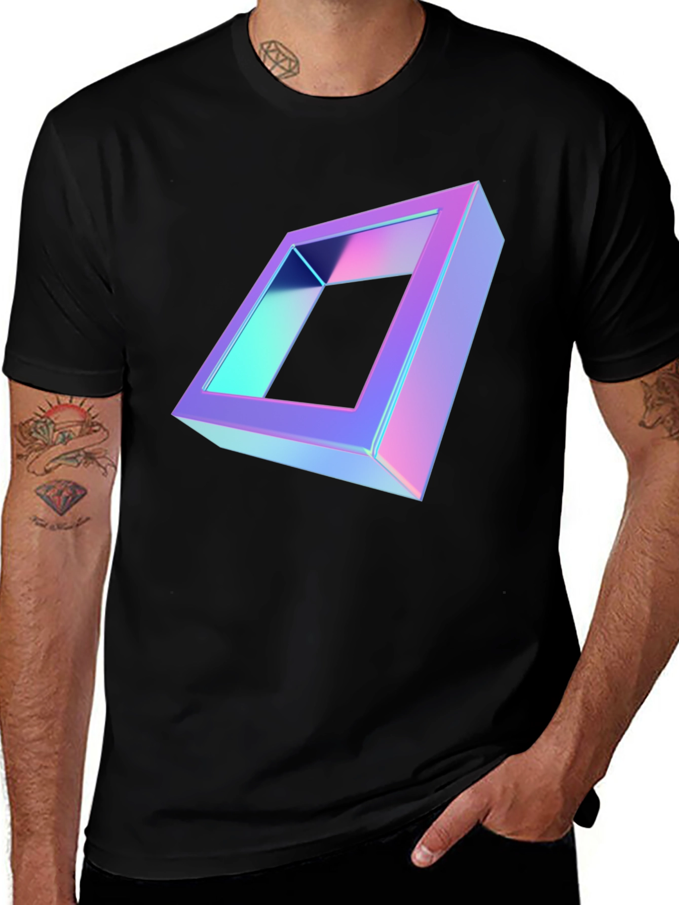 Variant 13 of Geometric Illusion Black T-Shirt