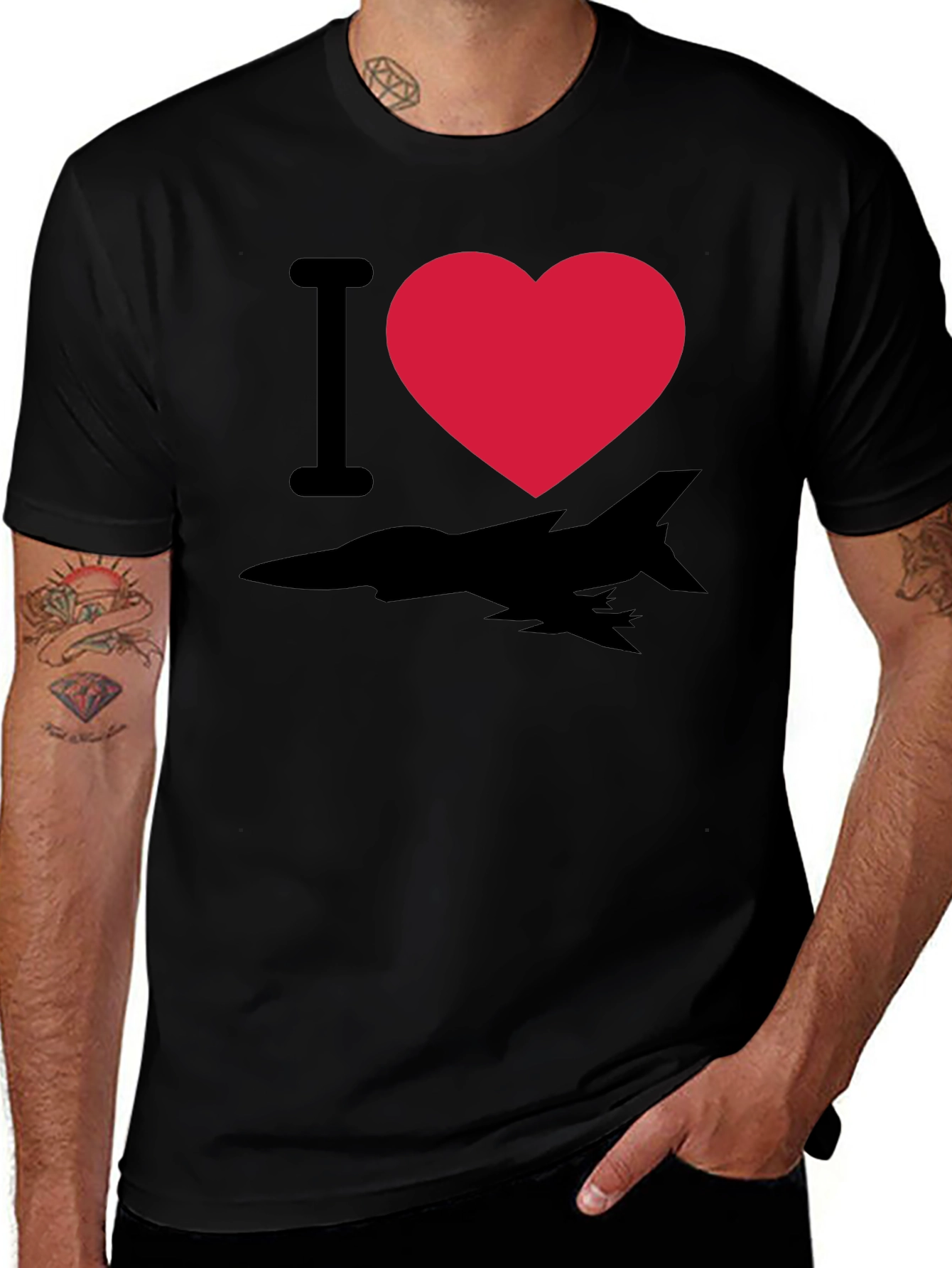 Variant 29 of I Heart Fighter Jet T-Shirt - Black
