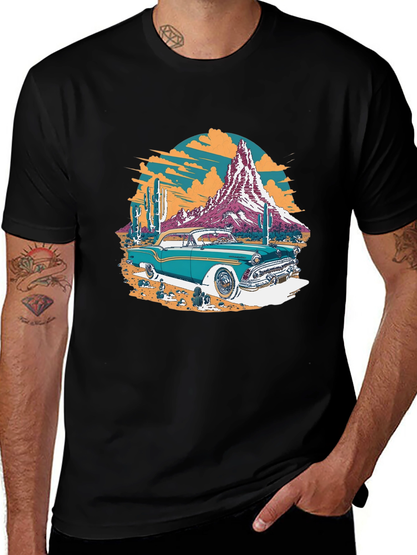 Variant 18 of Retro Desert Car Graphic Tee - Classic Cool T-Shirt