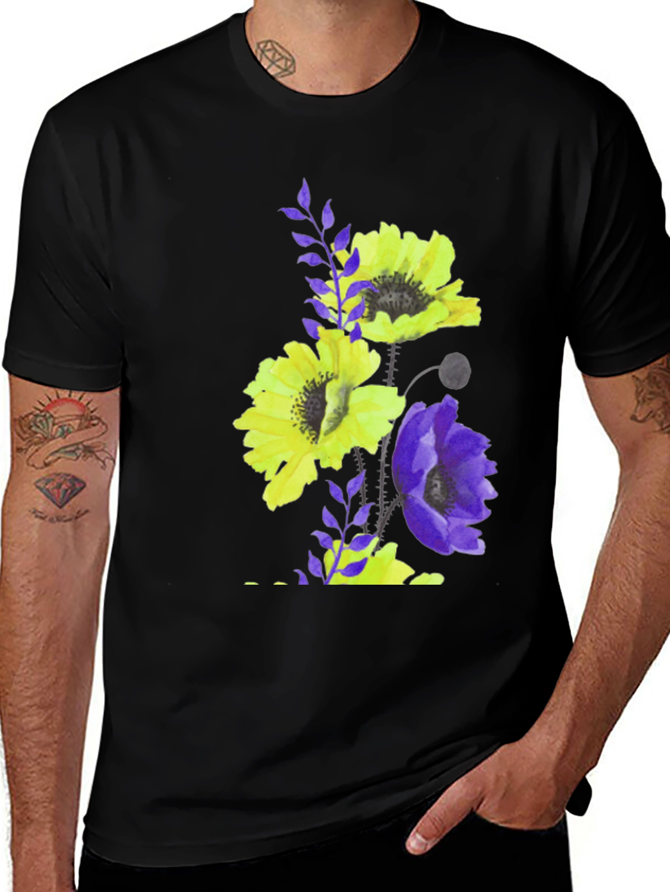 Variant 21 of Floral Print T-Shirt - Modern Artistic Design