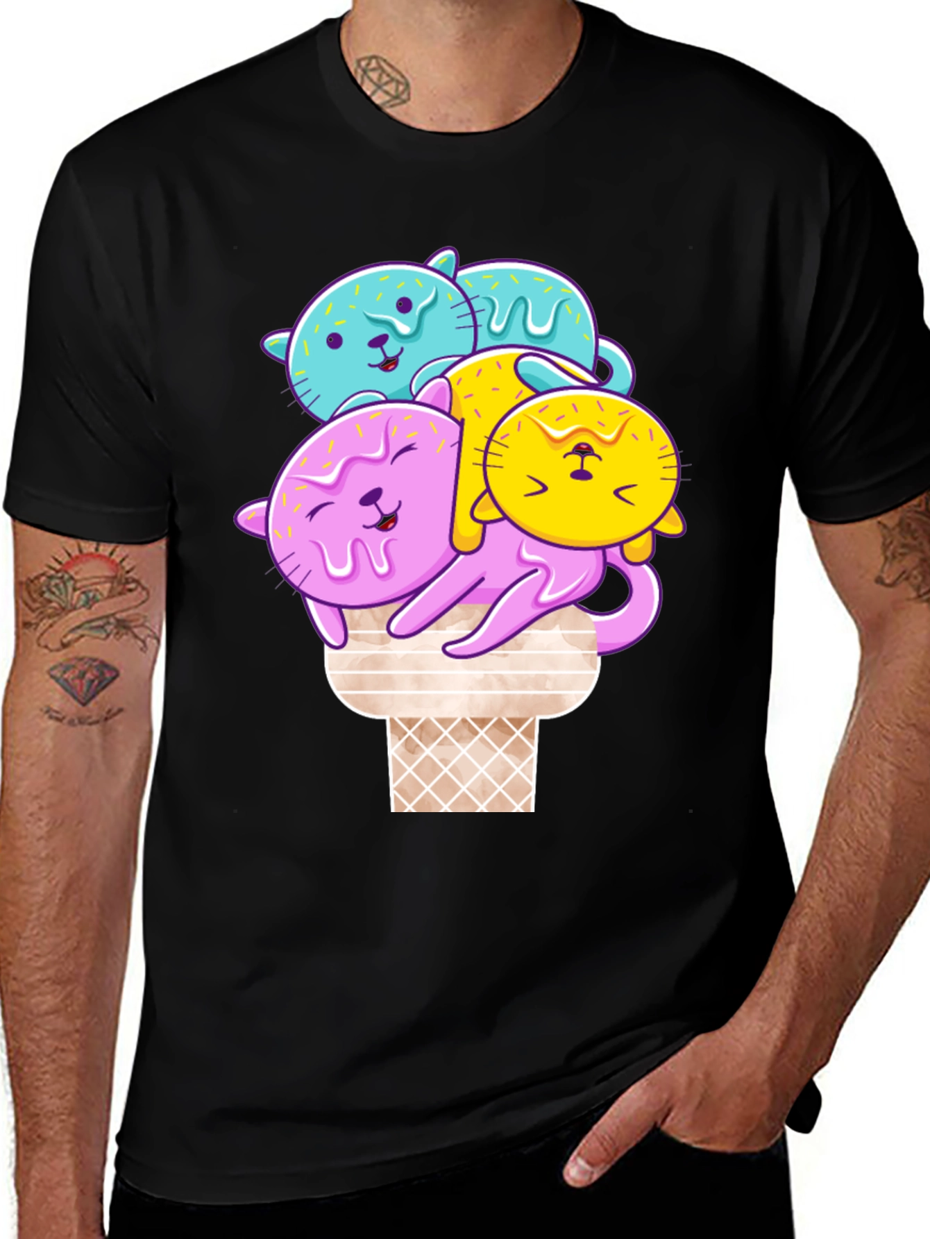 Variant 21 of Cute Cat Ice Cream T-Shirt - Kawaii Style