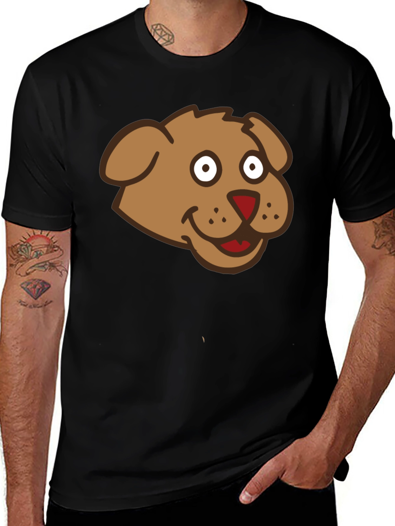 Variant 17 of Cartoon Dog Face Black T-Shirt