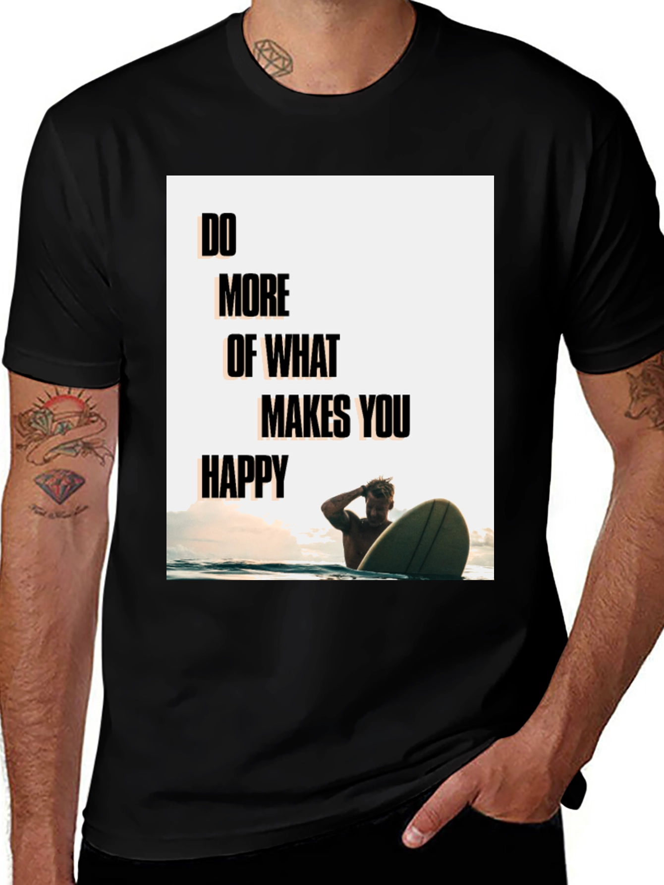 Variant 9 of Motivational Surfer Graphic T-Shirt - Do More of What Makes You Happy