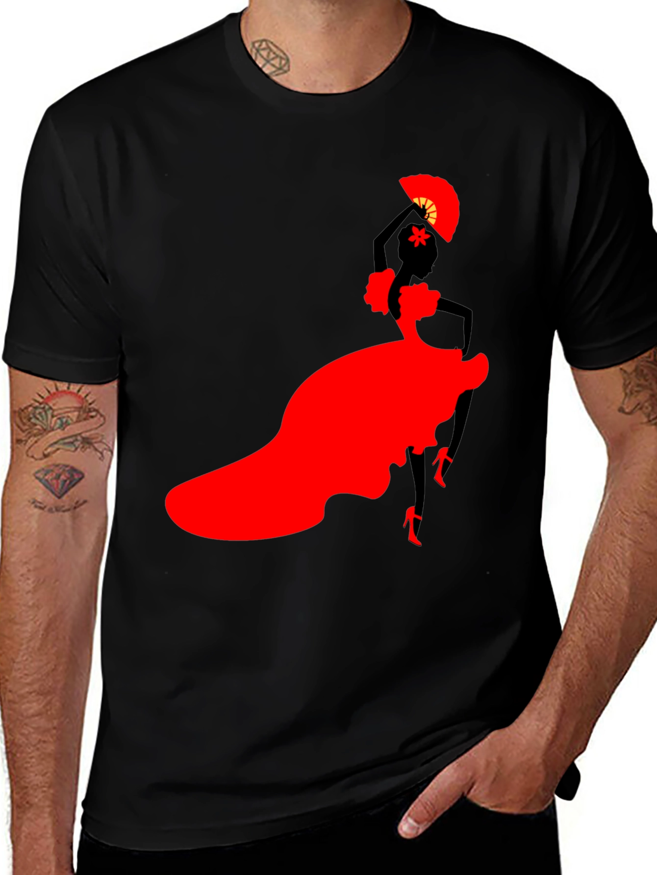 Flamenco Dancer Graphic Tee - Stylish Black T-Shirt