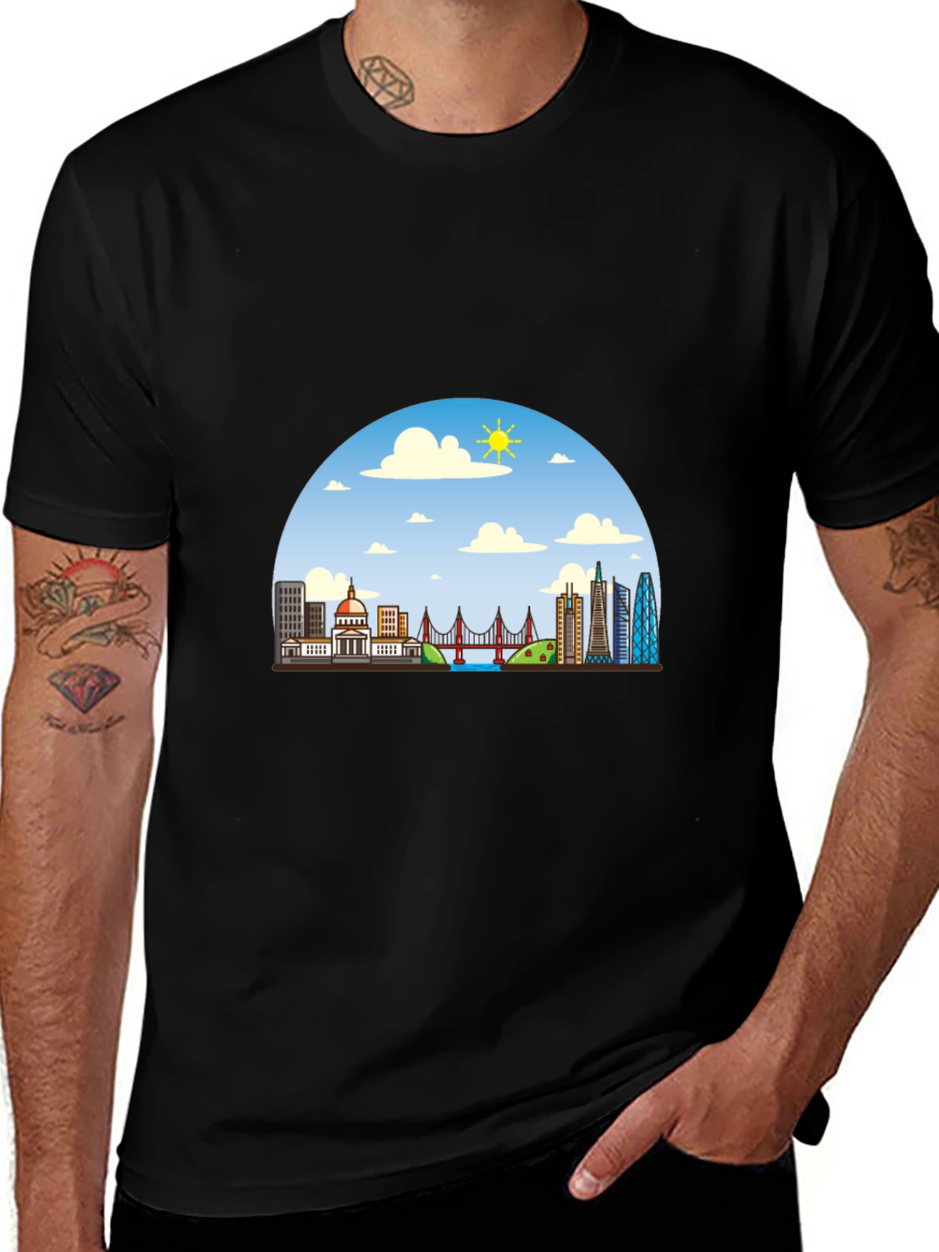 Variant 15 of City Skyline Graphic Tee - Black
