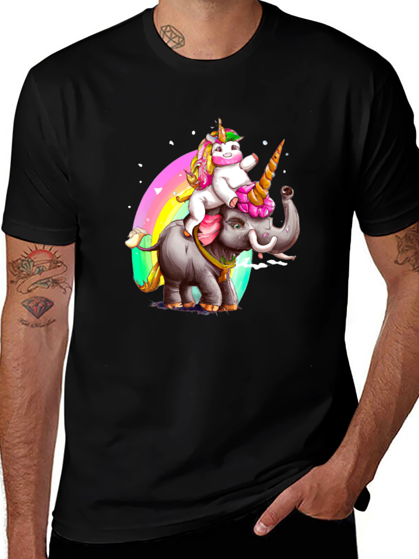 Variant 8 of Unicorn Riding Elephant T-Shirt - Fantasy Tee