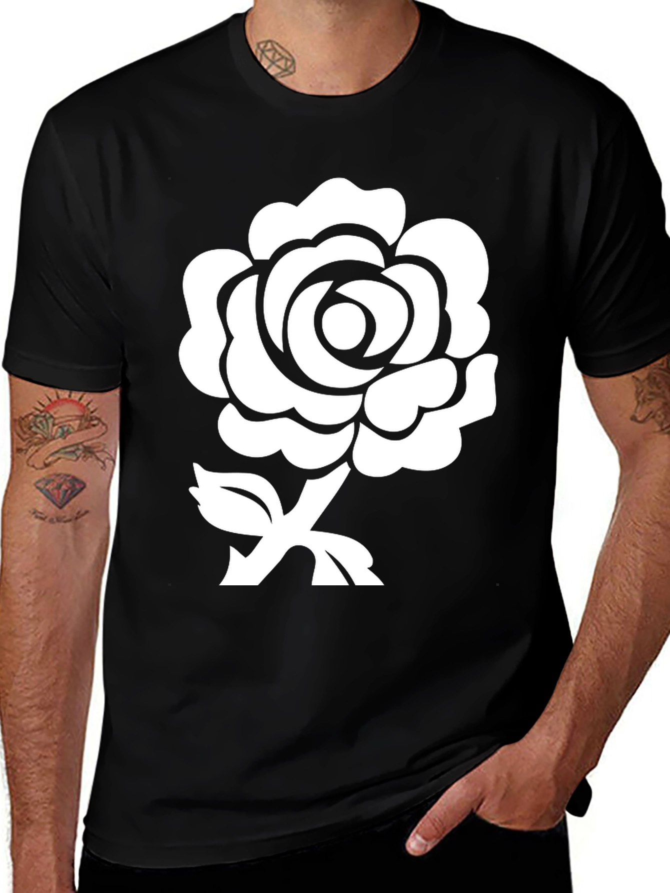 Variant 22 of Rose Graphic Black T-Shirt