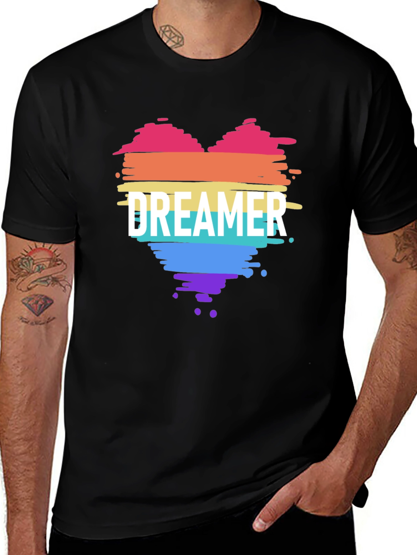 Variant 6 of Dreamer Heart Pride T-Shirt - Black