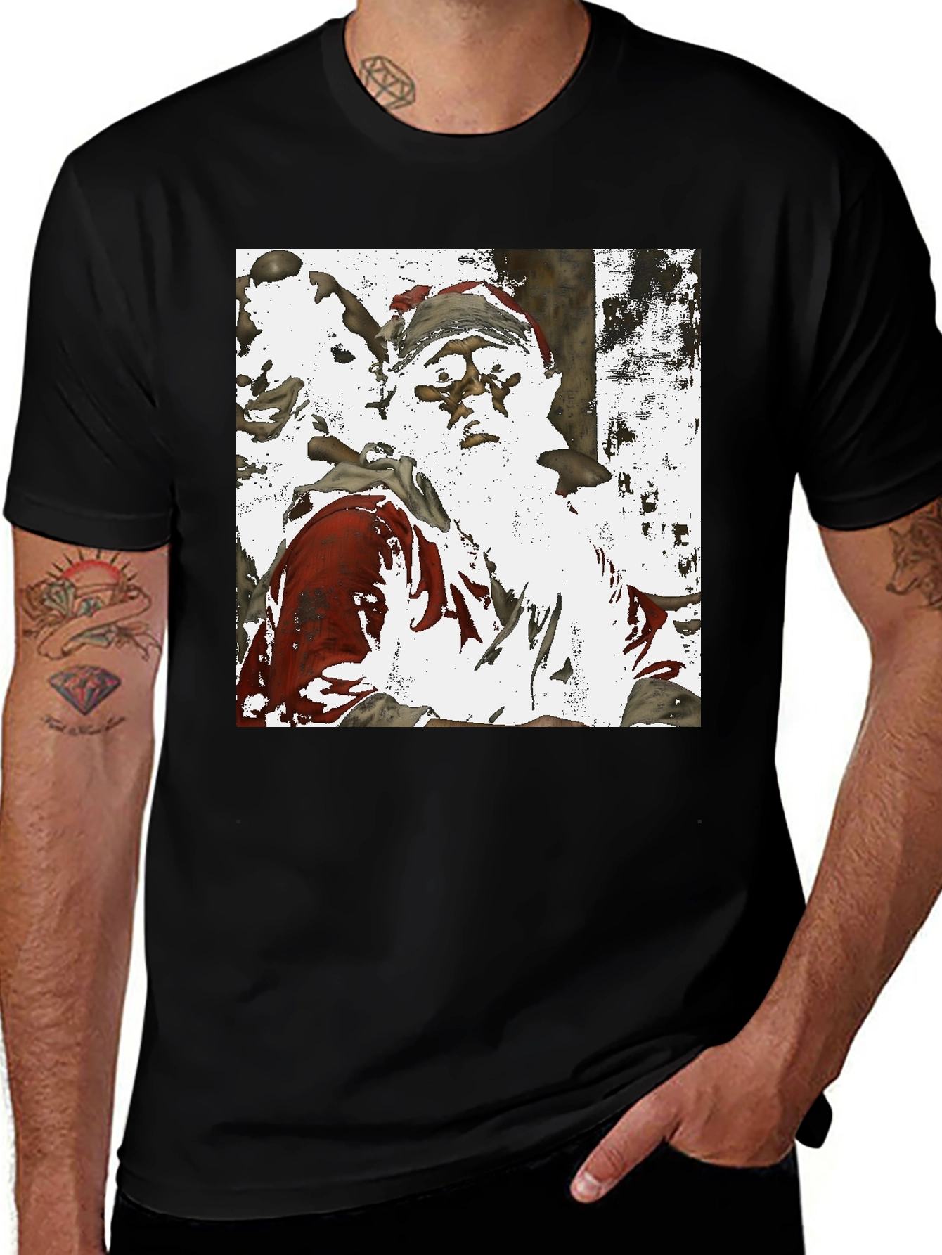 Variant 20 of Santa Claus Printed Black T-Shirt