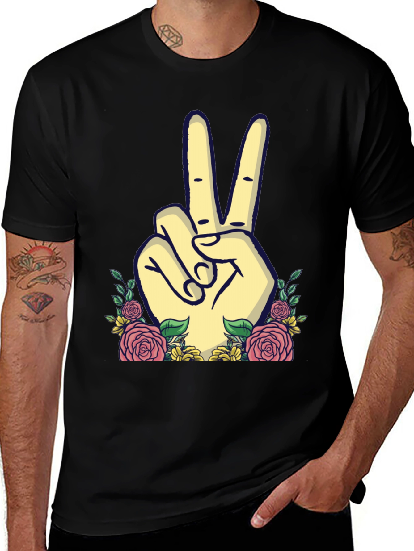 Variant 15 of Peace Sign Floral Graphic T-Shirt