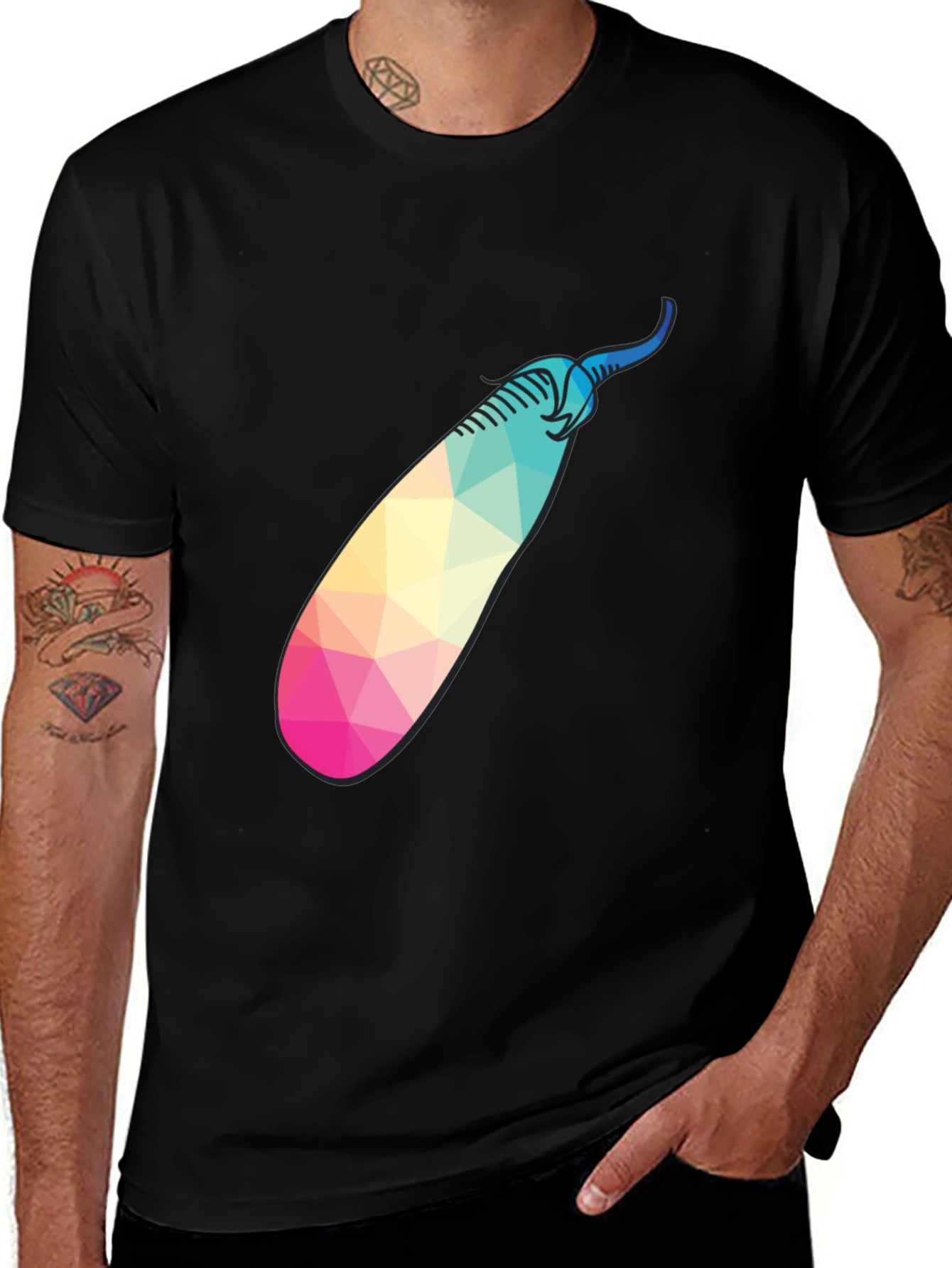 Variant 4 of Geometric Eggplant Graphic Tee - Unique & Stylish