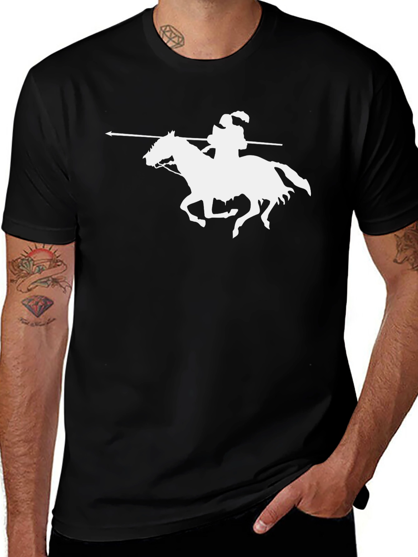 Variant 25 of Black T-Shirt with Horseman Graphic