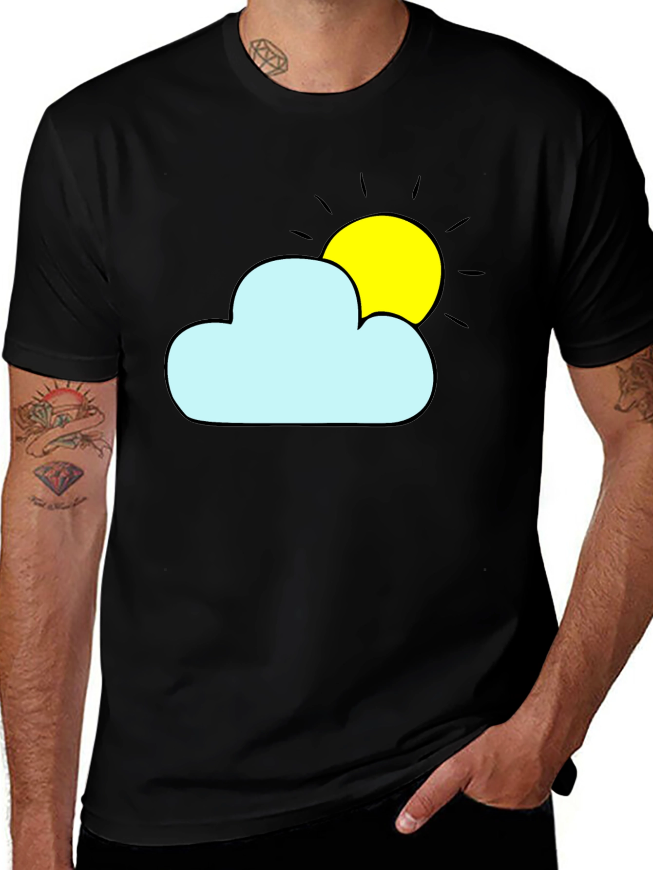 Variant 13 of Cloud & Sun Graphic Tee - Black Cotton Shirt