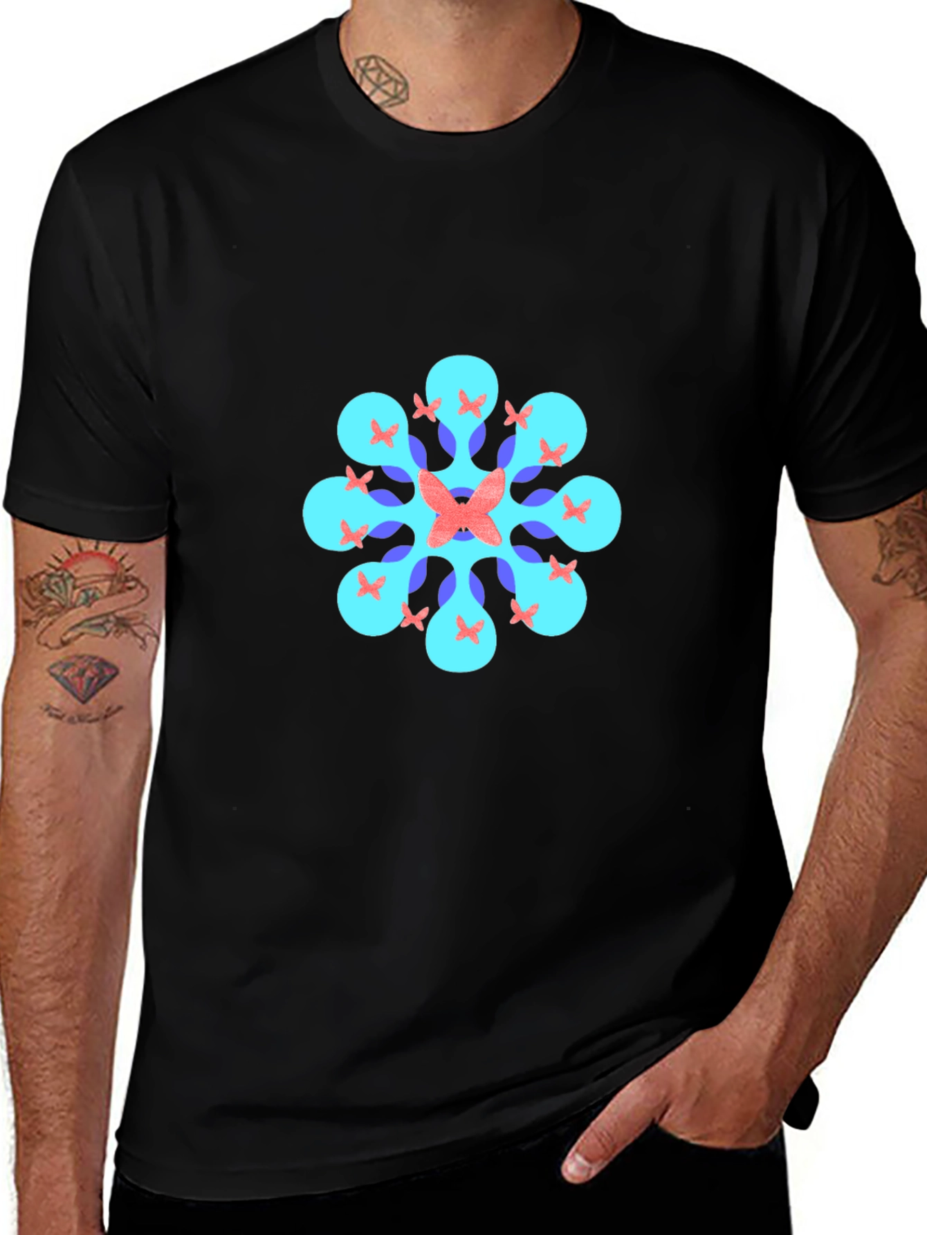 Variant 26 of Geometric Butterfly T-Shirt - Black