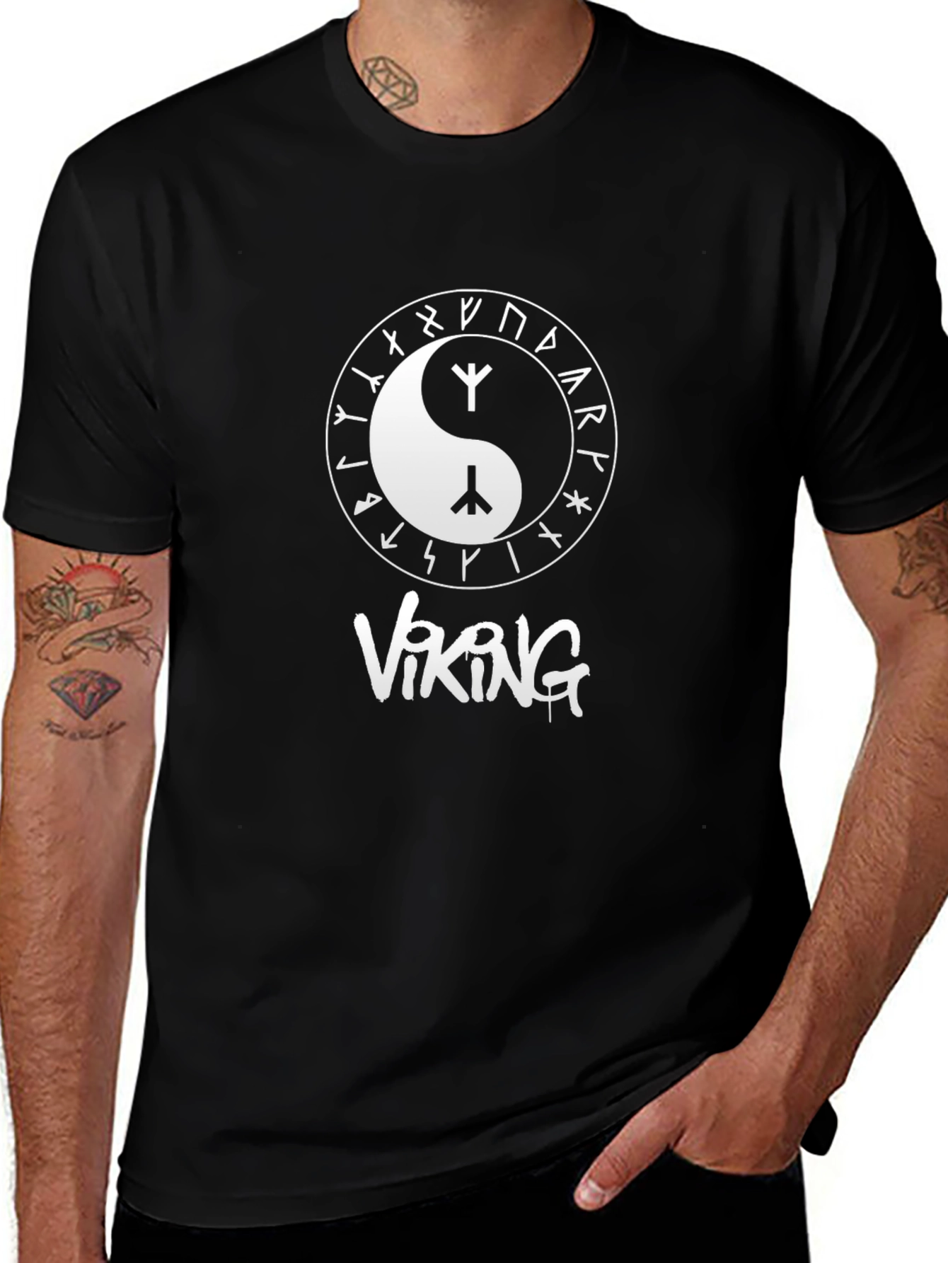 Viking Yin Yang T-Shirt - Black