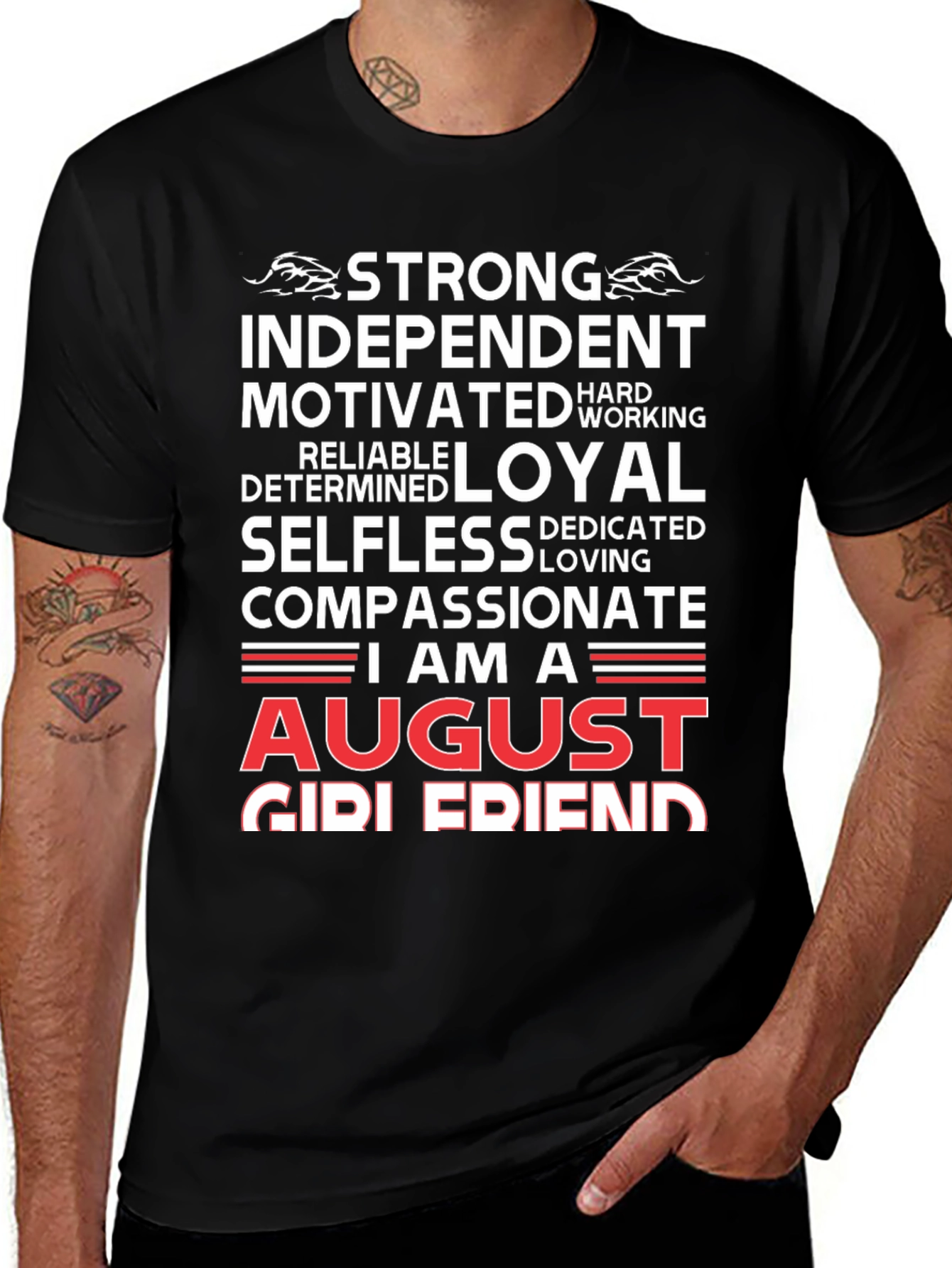 August Girl Friend Graphic Tee - Strong, Loyal, Compassionate