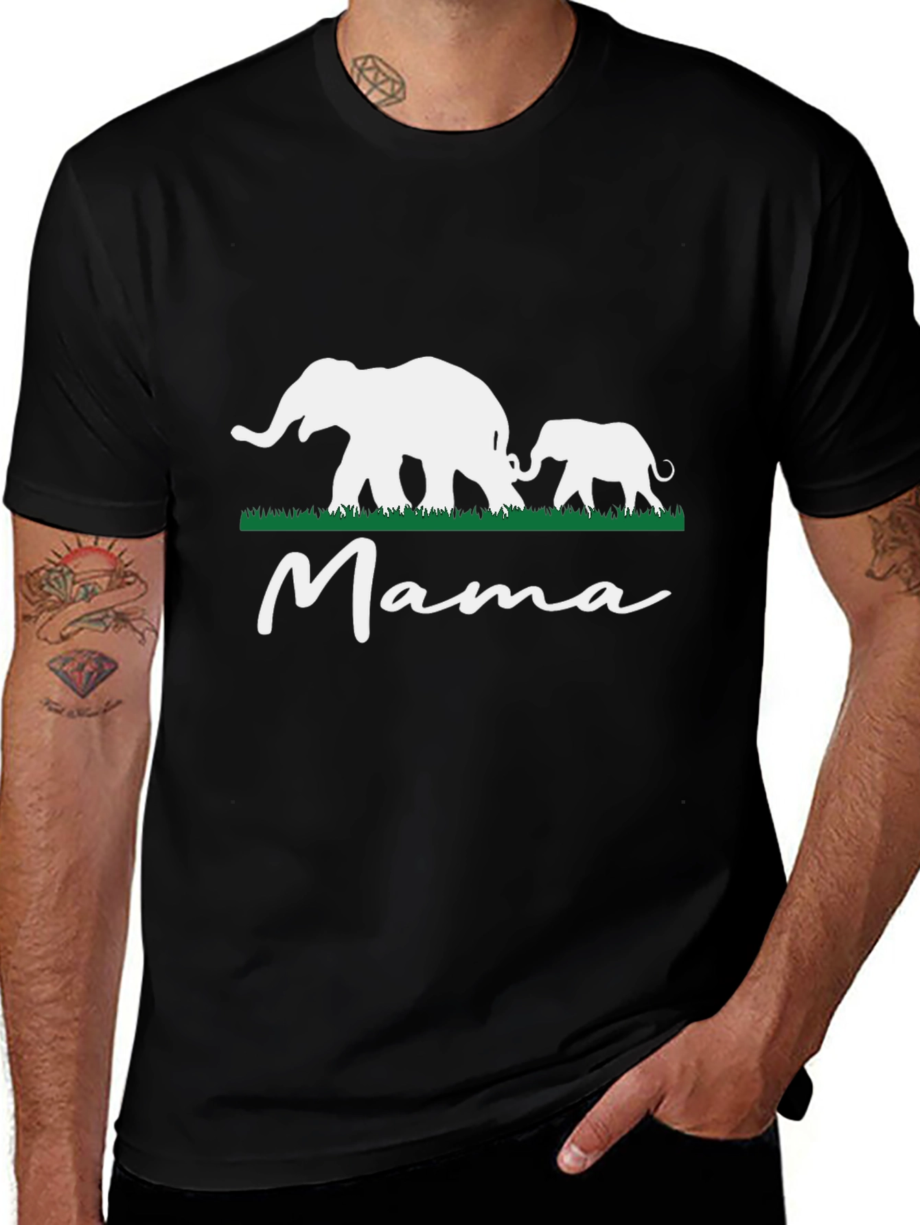 Variant 12 of Mama Elephant Tee - Black Graphic T-Shirt