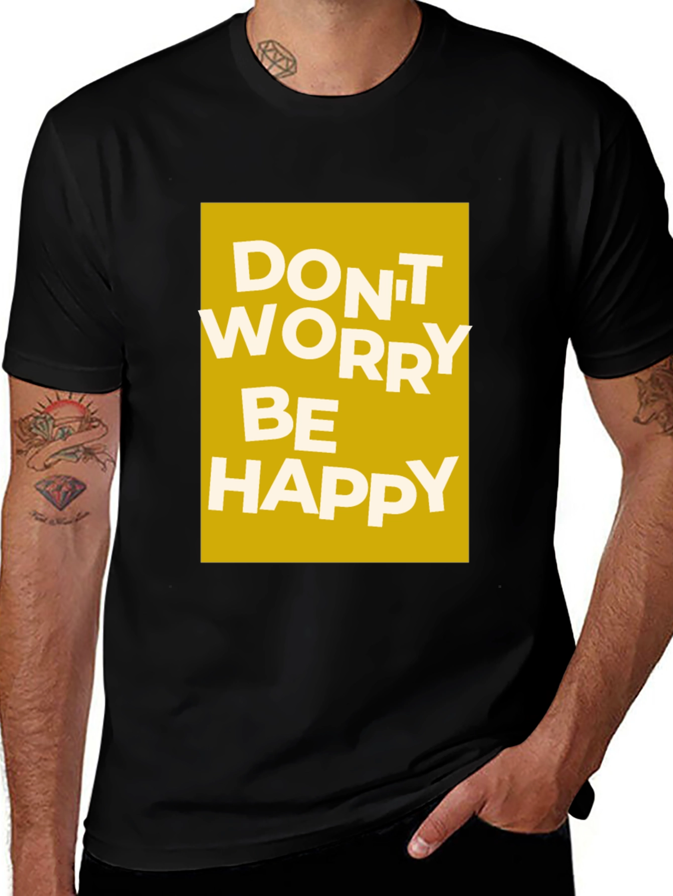 Variant 29 of Don't Worry Be Happy Graphic Tee - Black