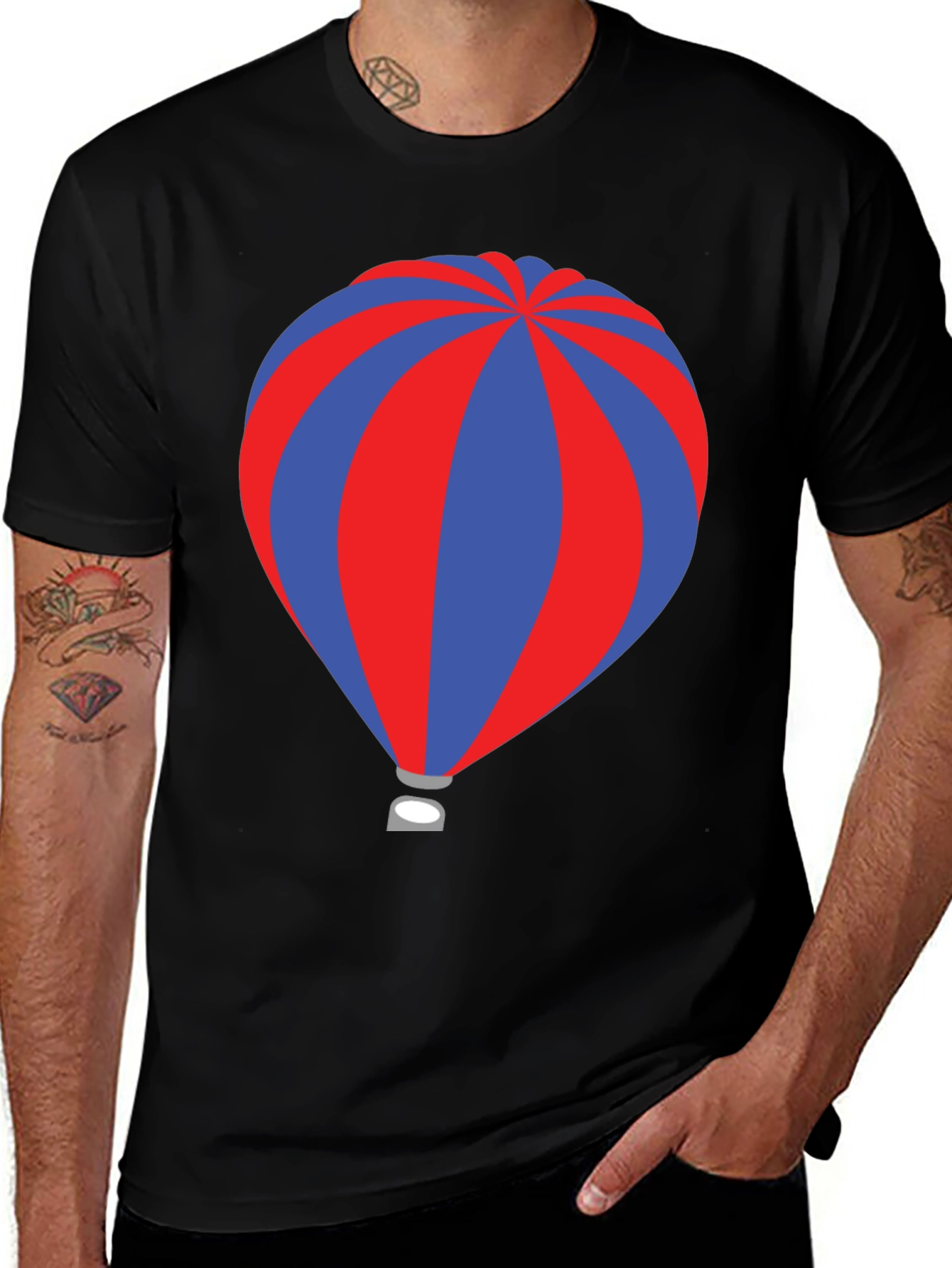 Variant 9 of Striped Hot Air Balloon Graphic Tee