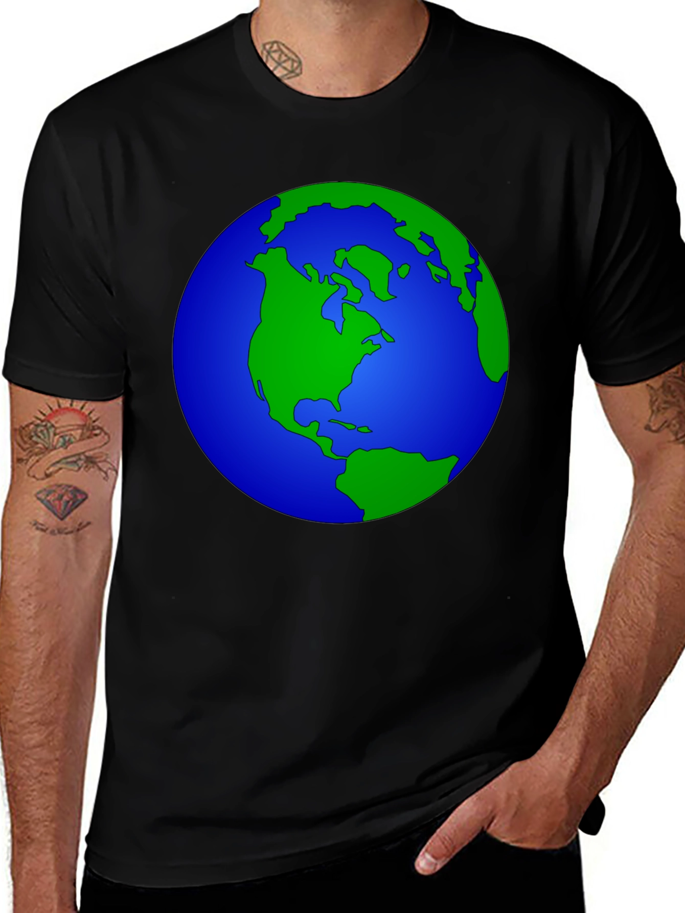 Variant 23 of Earth Graphic Black T-Shirt - Global Awareness Tee