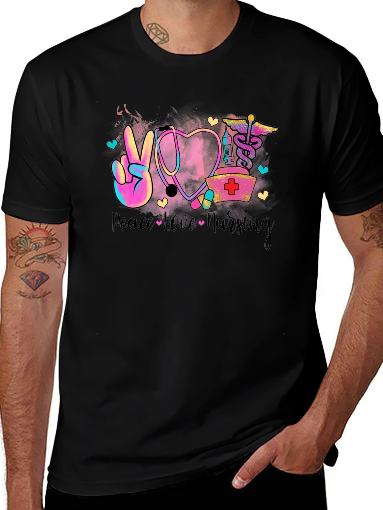 Peace Love Nursing T-Shirt - Black