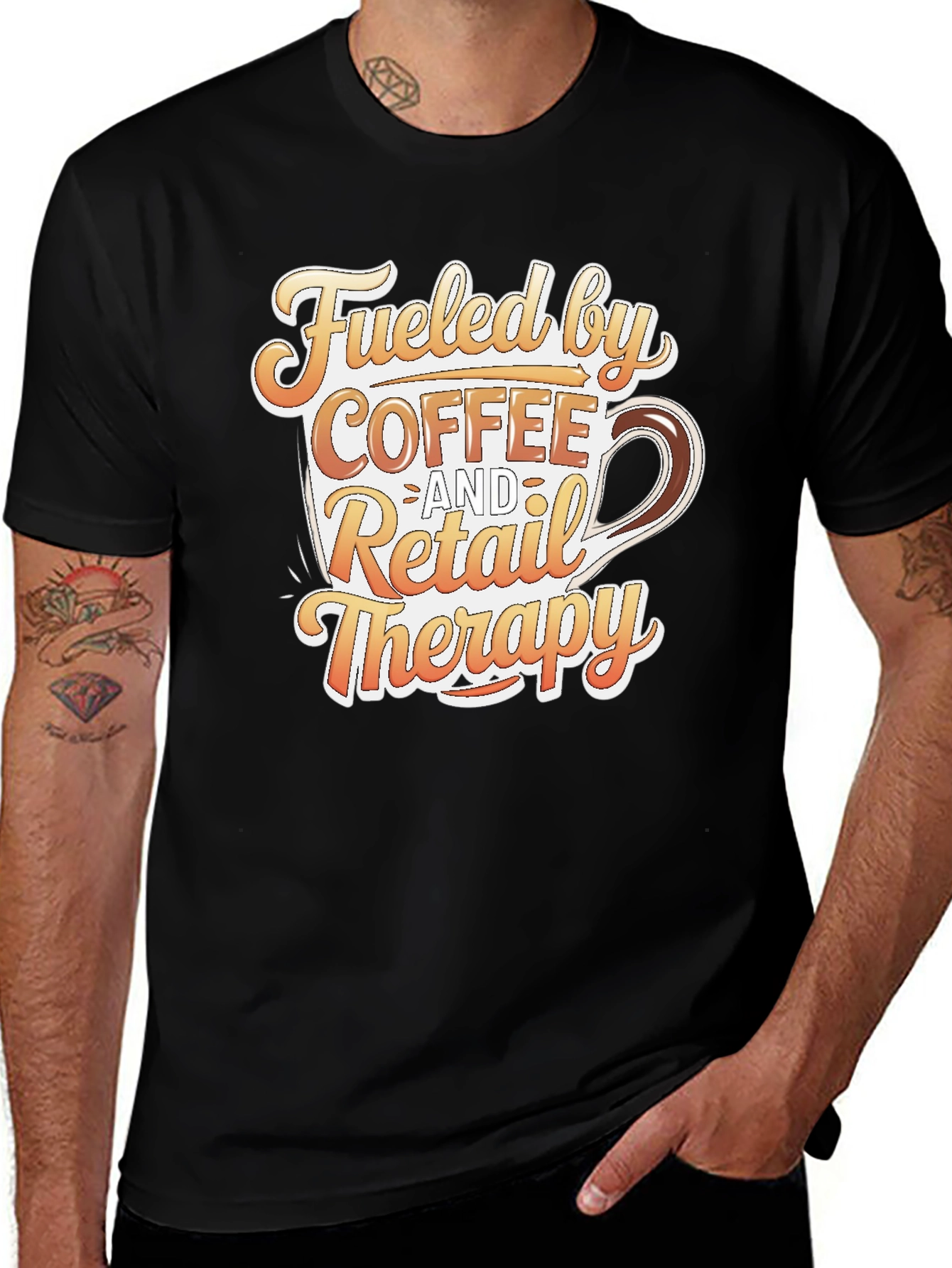 Variant 9 of Coffee and Retail Therapy T-Shirt - Black